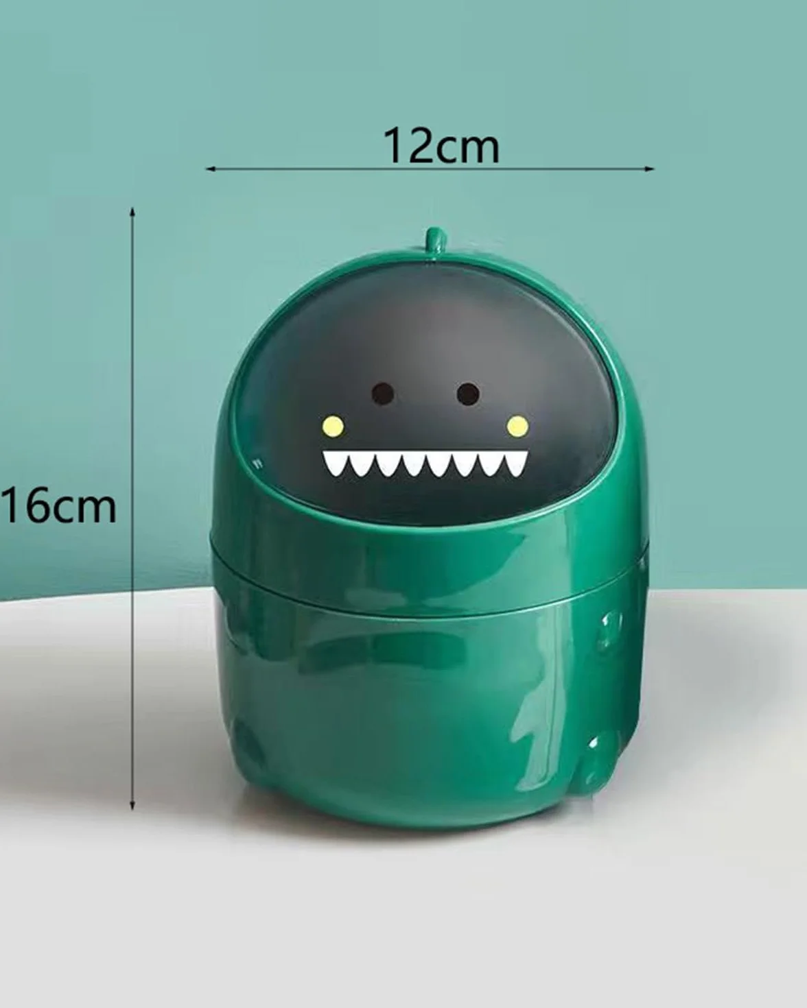 Mini stołowy kosz na śmieci z pokrywką, dinozaury, słodki kosz na śmieci z kreskówki, mały kosz na śmieci, dekoracja Kawaii, pudełko do przechowywania, do biura, pokoju dziecięcego, toaletki
