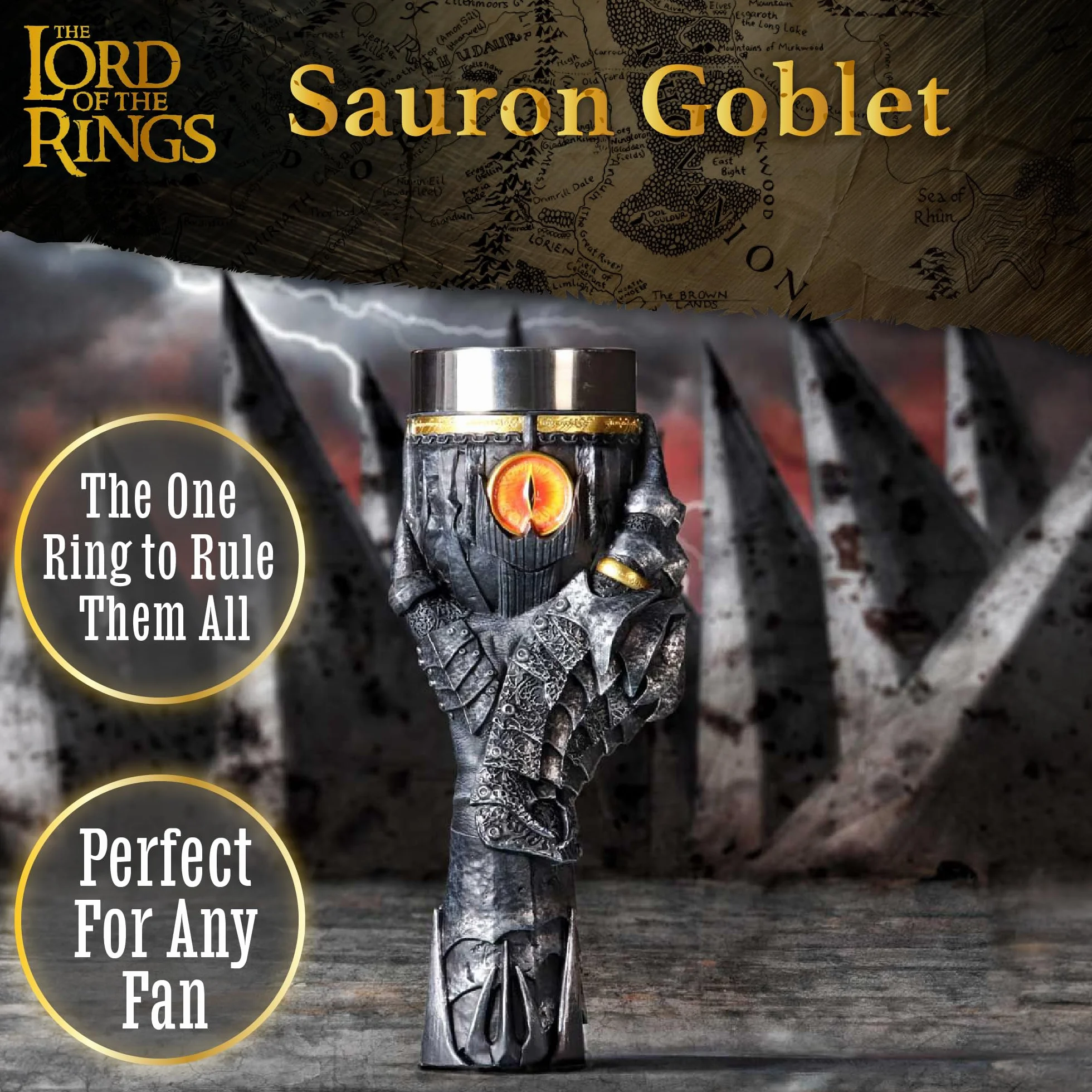 Nemesis Now Oficjalnie licencjonowany kielich Sauron Władca Pierścieni szary 22,5 cm 400 ml