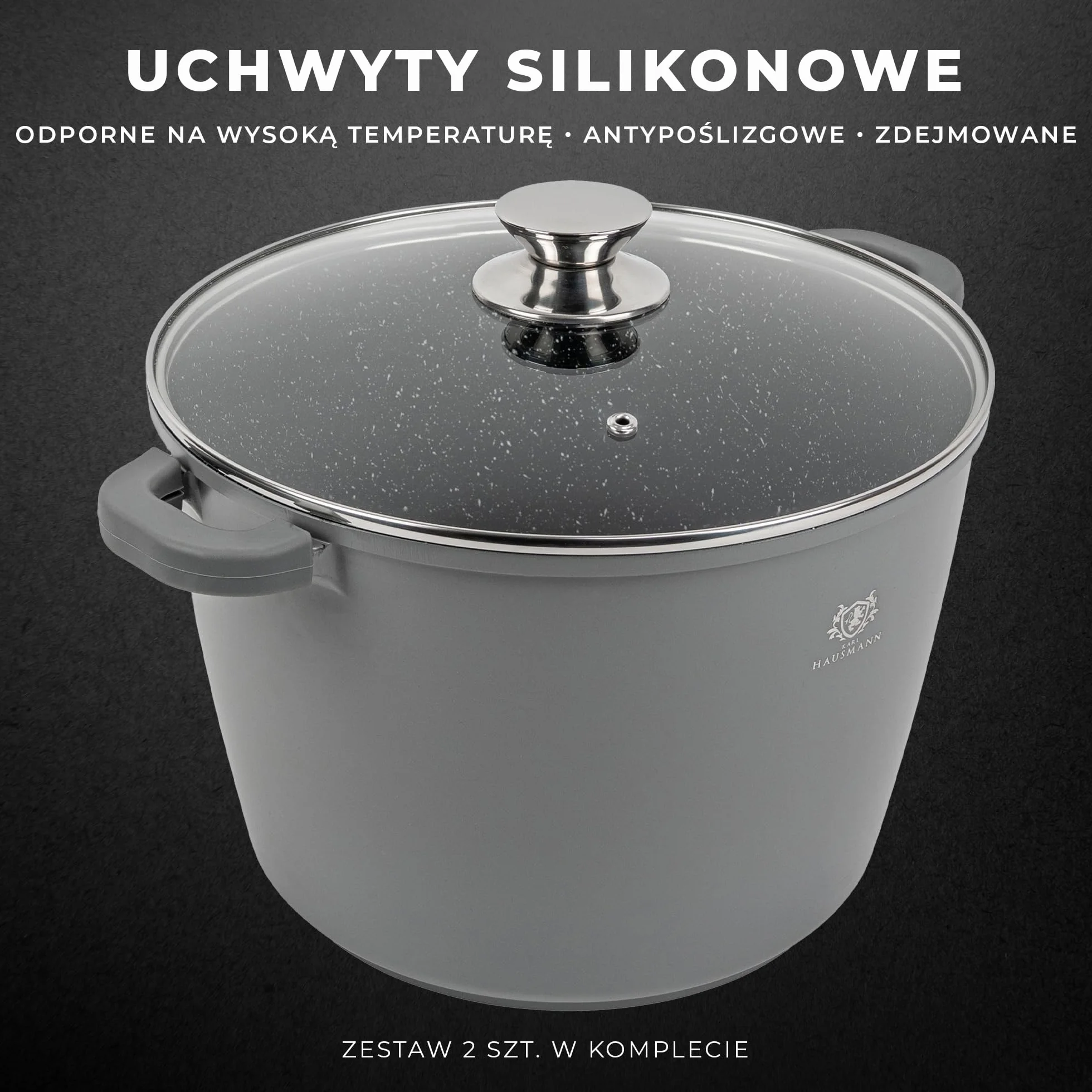 KARL HAUSMANN Garnek Aluminiowy z Powłoką Granitową 10L Ø 28cm ze Szklaną Pokrywką