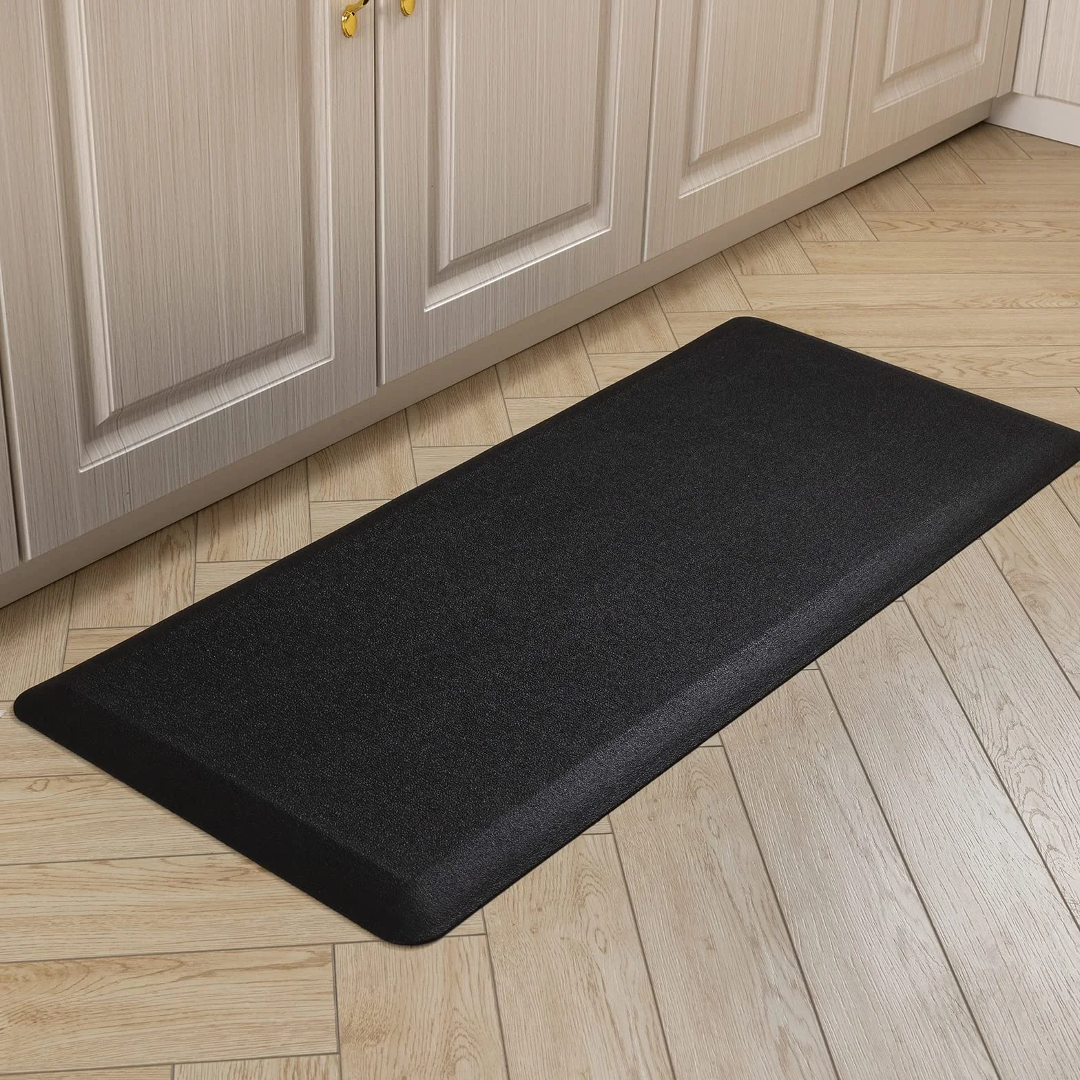 Carvapet antypoślizgowy dywan kuchenny mata przeciwzmęczeniowa grubość 20MM chodnik kuchenny pianowe maty do stania PVC wodoodporny dywan do chodzenia mata kuchenna mata podłogowa (czarny, 44x99cm)