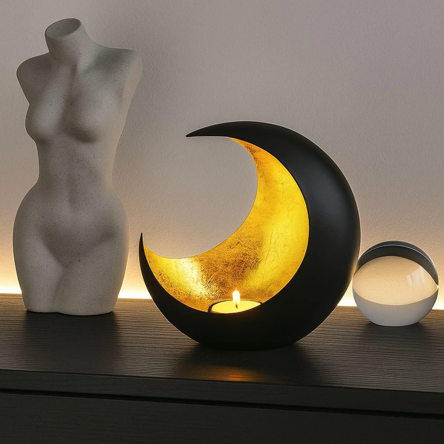 Złoty dekoracyjny świecznik na tealight 20 cm metalowy