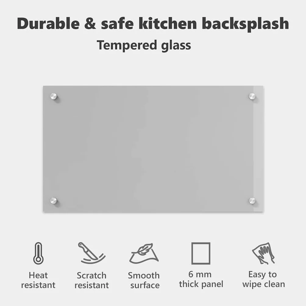 vidaXL Panel kuchenny Jasnoszary 70 x 40 cm szkło hartowane, Nowoczesny, trwały szkło backsplash do kuchni, odporny na ciepło, stylowy wygląd, łatwy montaż