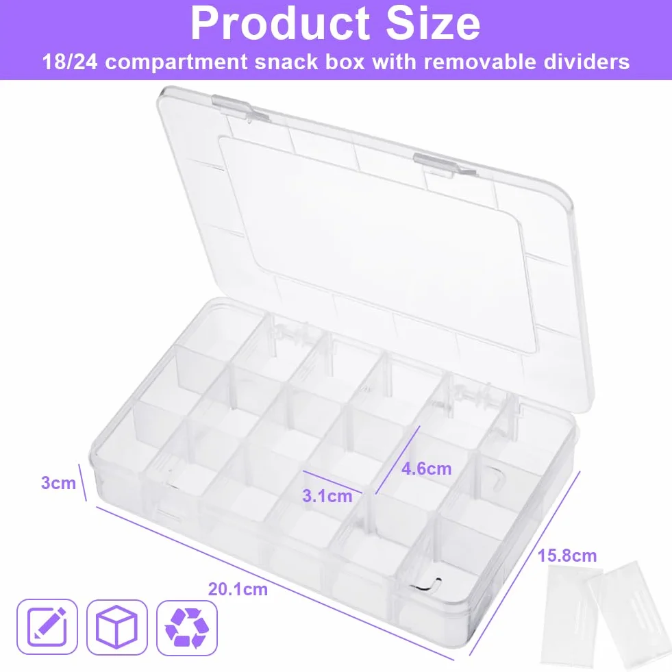HOTUT Pudełko z 18 Przegródkami 20,1x15,8x3 cm - Przezroczysty Organizer (2 szt.)