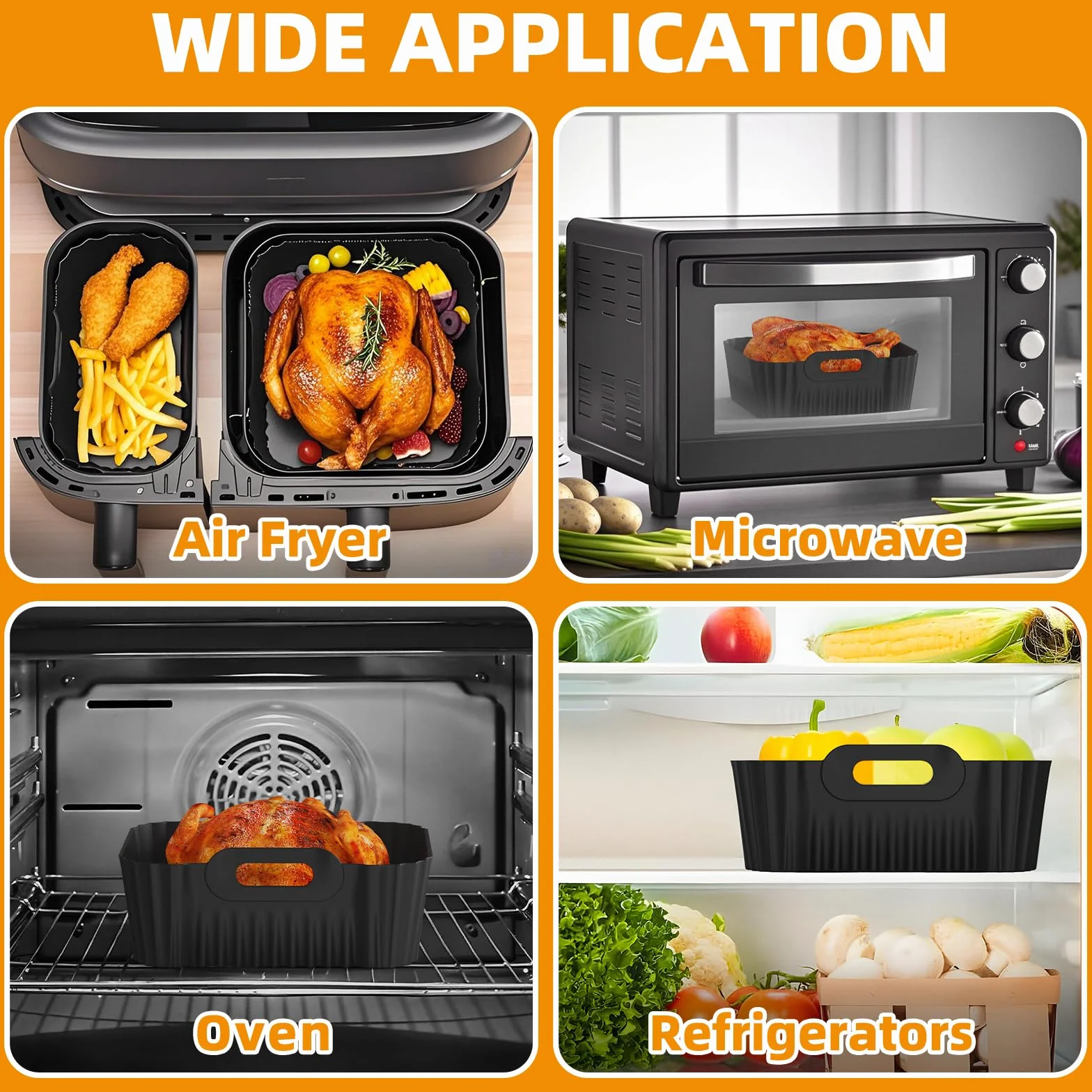 HONYAO Silikonowa Frytkownica Akcesoria do Philips Airfryer Dual Basket 3000 Series 9L NA350/00, 2 sztuki Akcesoria do Frytkownicy na Gorące Powietrze do Philips Steam Airfryer 5000 Series NA550/00