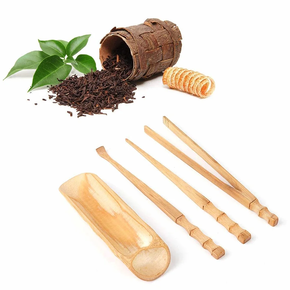 Jeffergarden 4 szt. naturalny bambusowy zestaw do herbaty chińskie klasyczne narzędzie do herbaty ceremonia herbaty akcesoria