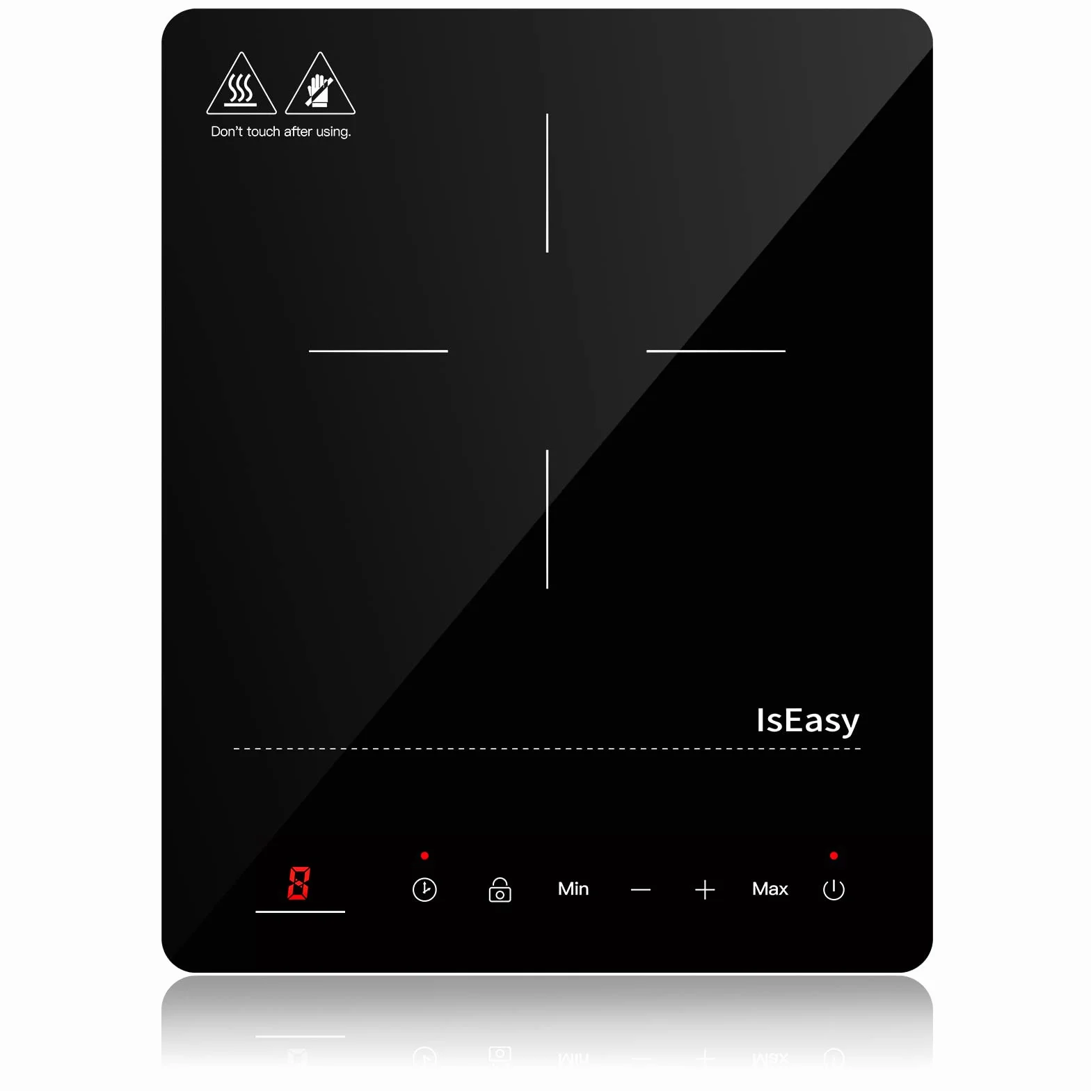 IsEasy pojedyncza płyta kuchenna indukcyjna 2100 W, płyta grzewcza 28 cm, przenośna z zabezpieczeniem przed dziećmi, 9 stopni ogrzewania, 8-godzinny timer, funkcja max/min, czarna