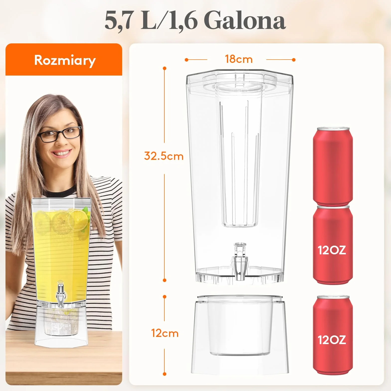 Lifewit Dozownik Napojów 6L z Kranikiem, Zestaw 2 Plastikowe Dzbanki do Koktajli, Soków i Lemoniady