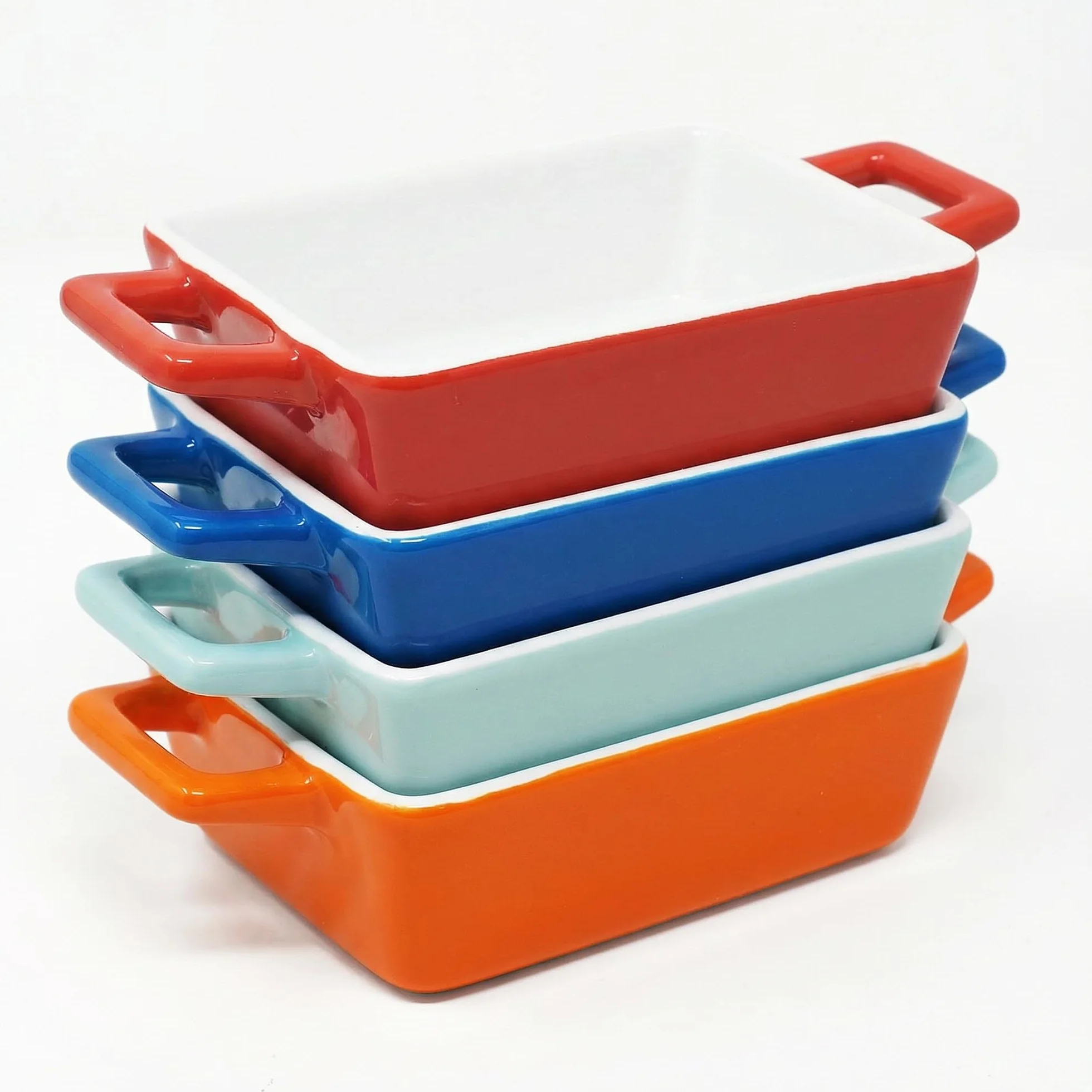 Zestaw 4 małych ceramicznych naczyń prostokątnych do lasagne i terrine, naczynie do piekarnika, zmywarka