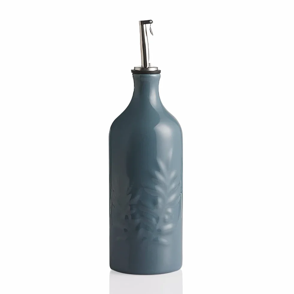 Sweejar Home Ceramiczna butelka na oliwę z oliwek, 570 ml, Relief Opaque Oil Cruet chroni olej, aby zmniejszyć utlenianie, nadaje się do przechowywania oleju, octu, sosu sojowego, syropu kawowego