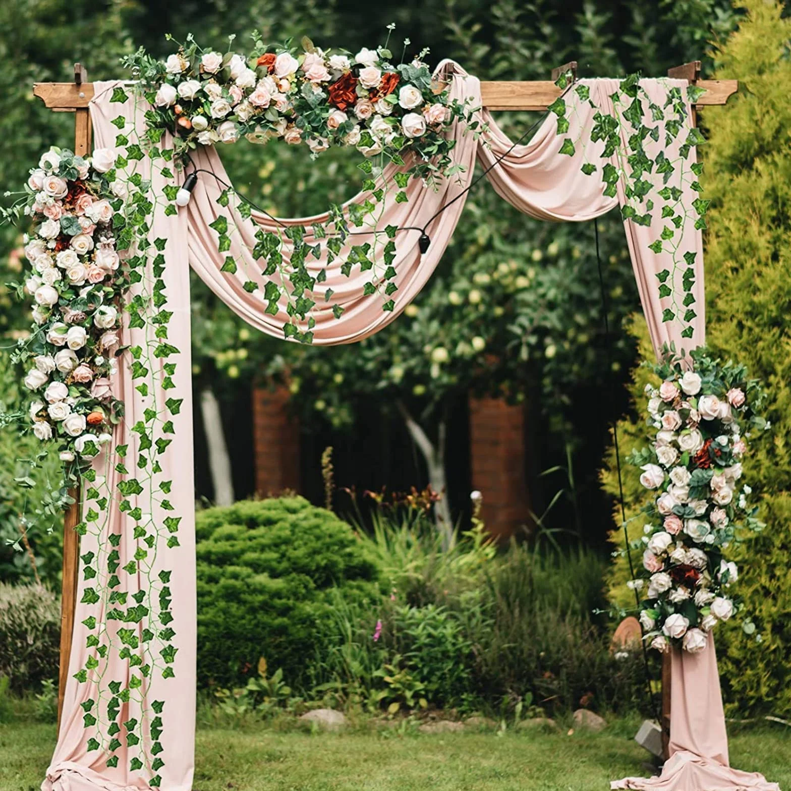 Newaner Ivy Artificial Garland Decorative Curtain, 12 Pieces 26.4m Hanging Fake Plants, Fake Plants Room Decor for Kitchen, Patio, Swing, Wedding, Office, Party, Christmas, Halloween Decoration,Green