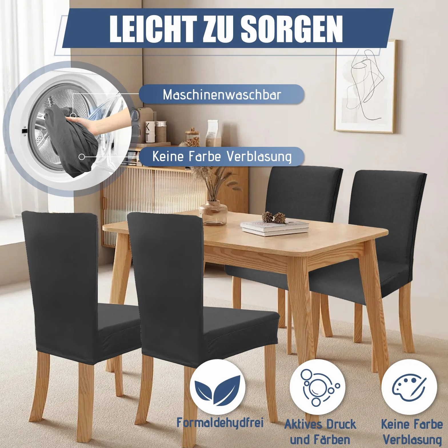 Elastyczne pokrowce na krzesła typu swing, zestaw 6 sztuk, pyłoszczelne i plamoodporne, pokrowce na krzesła swing są łatwe do rozłożenia i prania w pralce, do kuchni, restauracji, bankietów