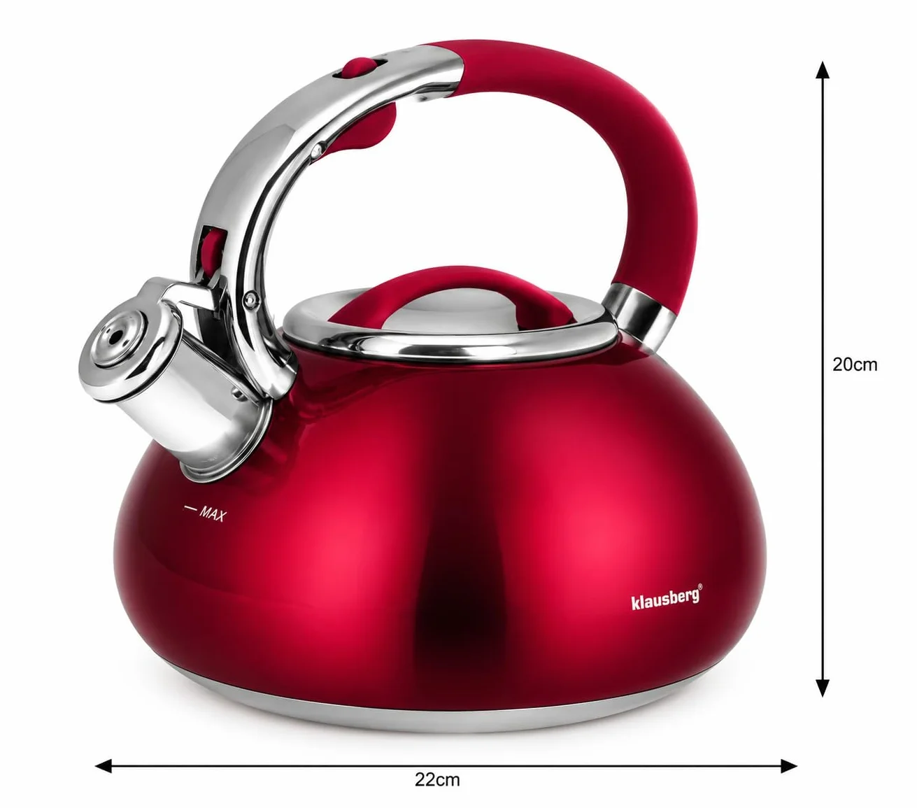 Klausberg Indukcyjny czajnik ze stali nierdzewnej 3,0 l KB-7076 czerwony