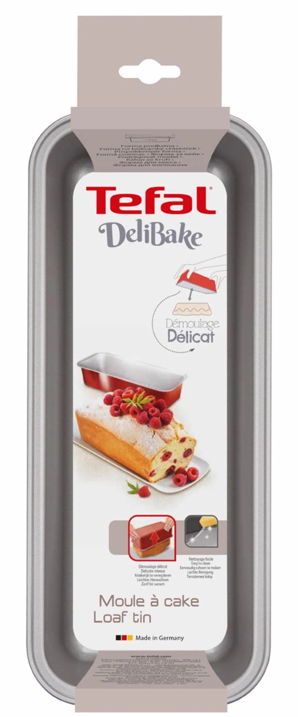 Tefal Delibake J1640114 Forma do ciasta 30 cm, podłużna, stalowa,