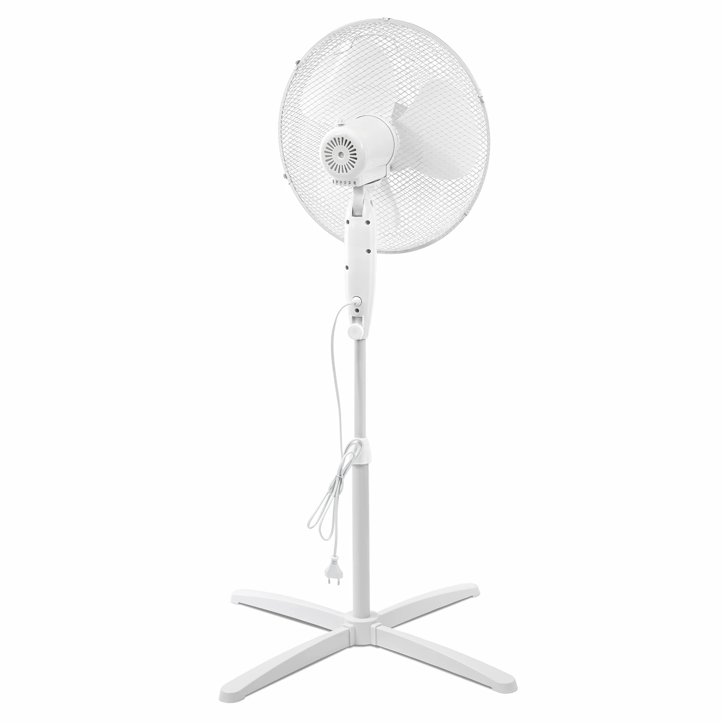 ITO Electronics Wentylator podłogowy, Średnica 40 cm, oscylacyjna + regulowana 3-biegowa, regulowana wysokość/nachylenie, 40 x 14 x 125 cm, kolor: biały