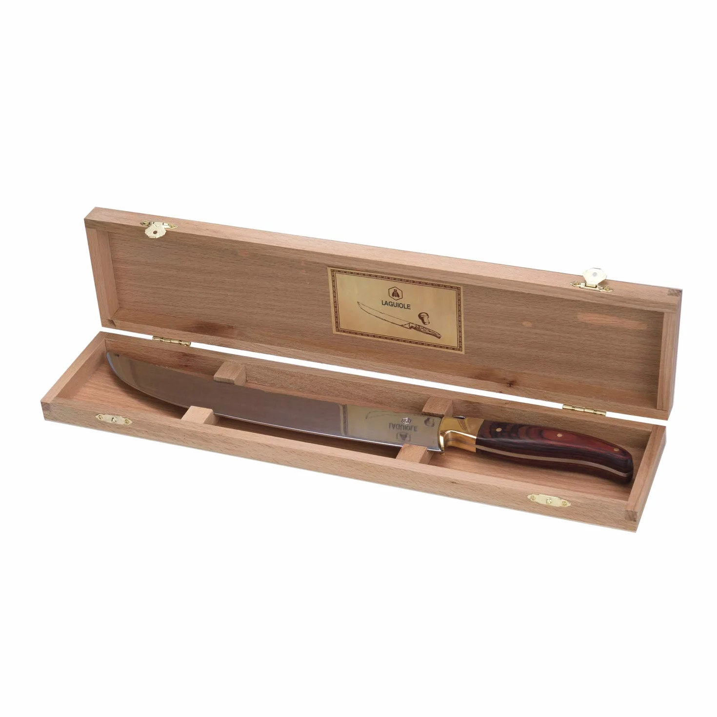 LAGUIOLE 40268086, Miecz do szampana z uchwytem z prawdziwego drewna, stal szlachetna, ergonomiczny, dryluj butelki szampana z elegancją, pudełko prezentowe, drewno Pakka, Ciemnobrązowy