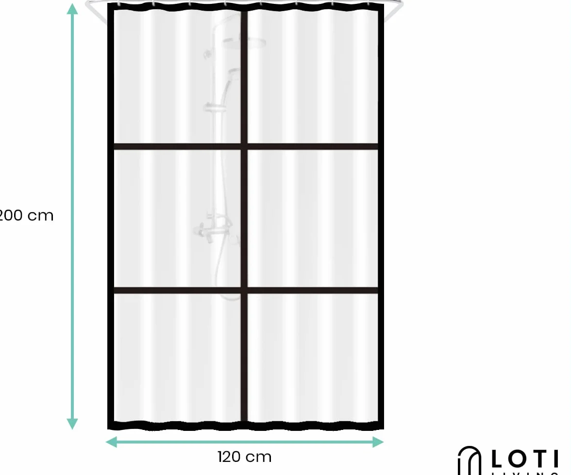 Zasłona prysznicowa 120 x 200 cm – odporna na pleśń i działanie wody - materiał PEVA - z taśmą obciążającą - w zestawie z haczykami - Matt transparant