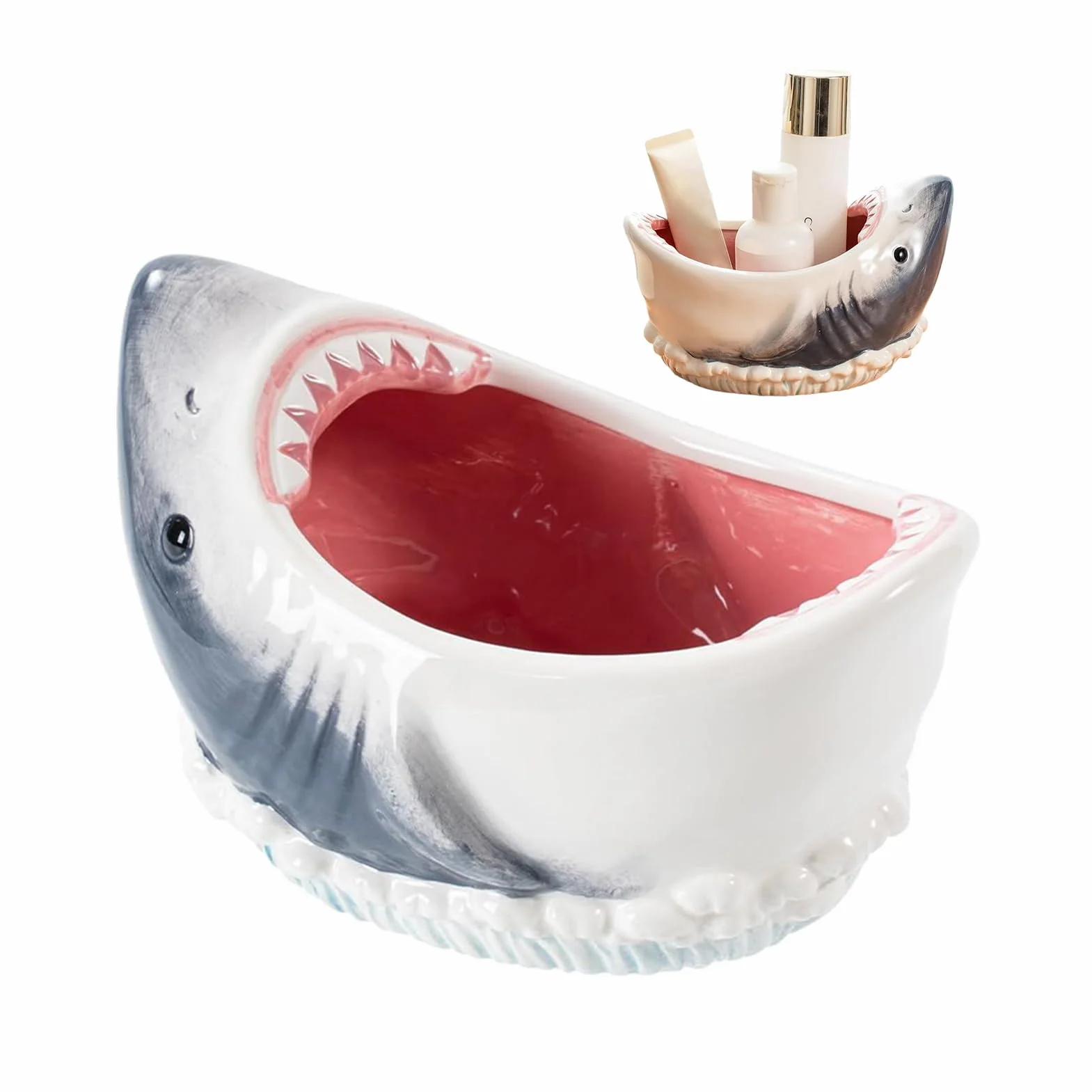 Shark Attack Bowl, urocza miska cukierki popcorn | du?a dekoracyjna taca naczynia kreskówka pojemnik owoce cukierki suche jedzenie przek?ska klucz bi?uteria zupa