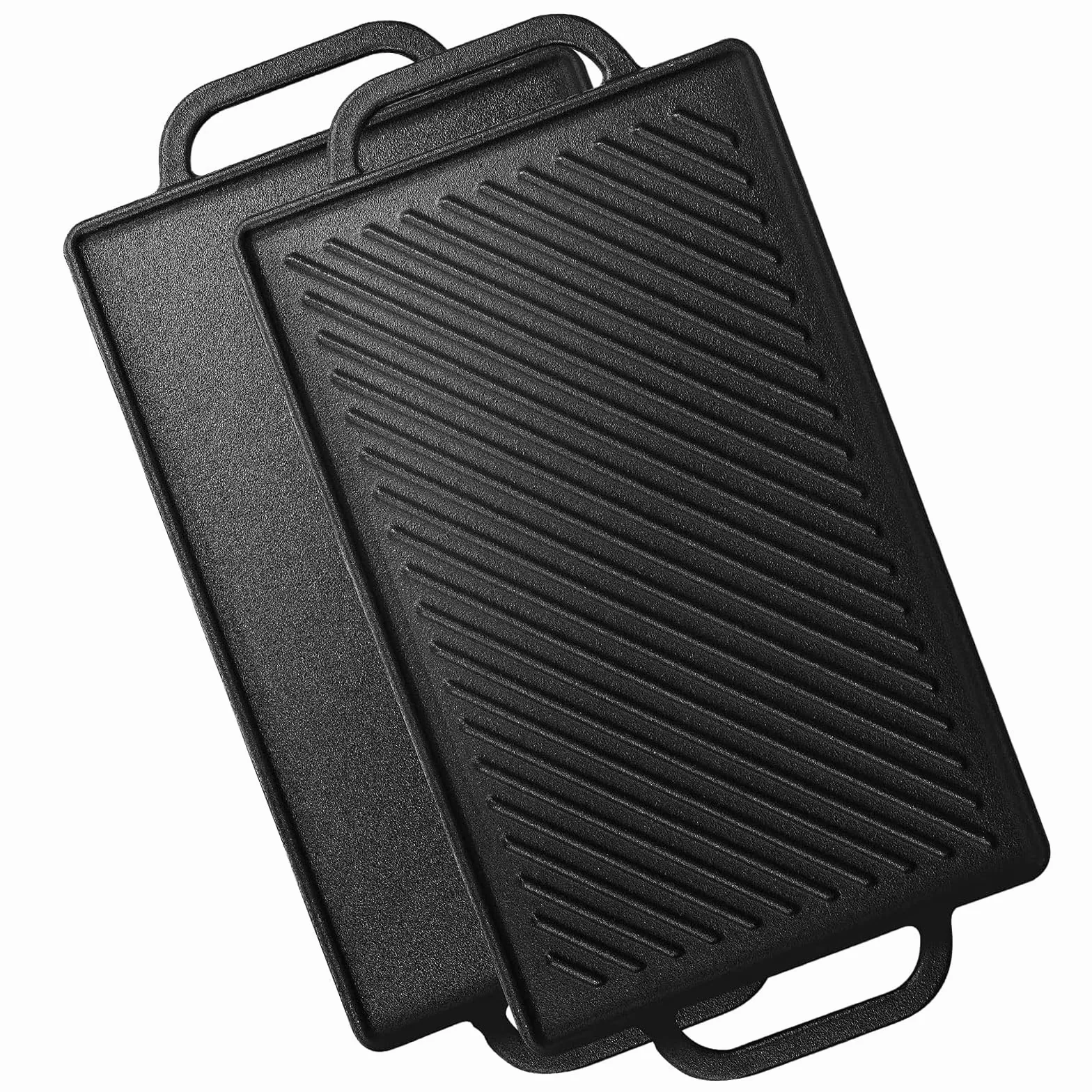 GFTIME Żeliwna płyta grillowa dwustronna 33 x 21 cm do piekarnika i grilla