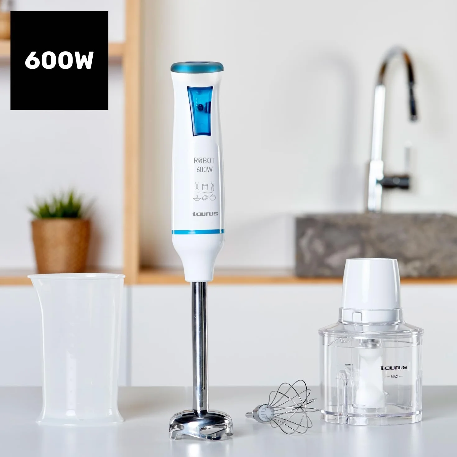 Taurus Robot 600 PLUS INOX zestaw blenderów ręcznych 600 W 20 stopni prędkości biały