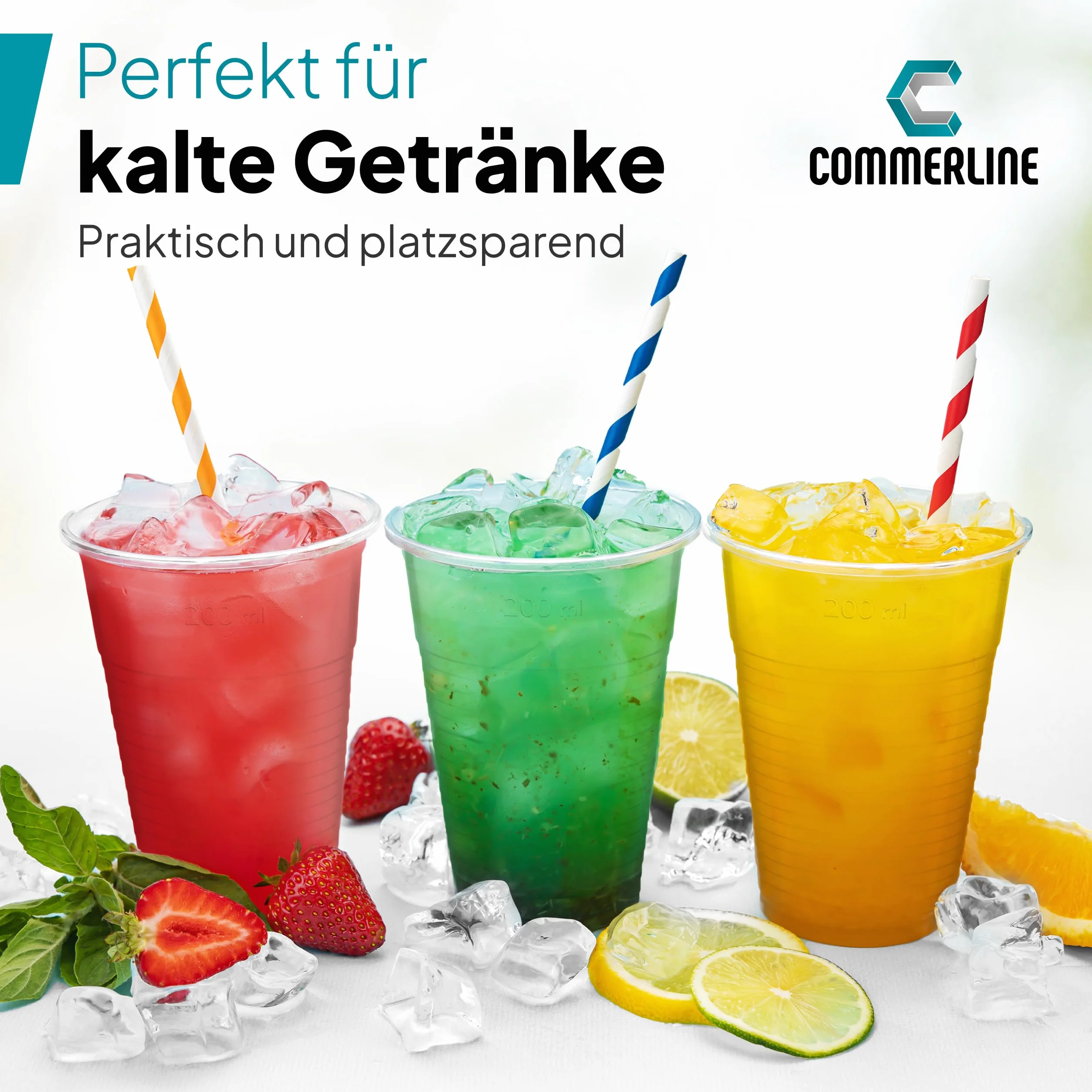 Commerline Przezroczyste plastikowe kubki 0,2 l 1000 sztuk PP