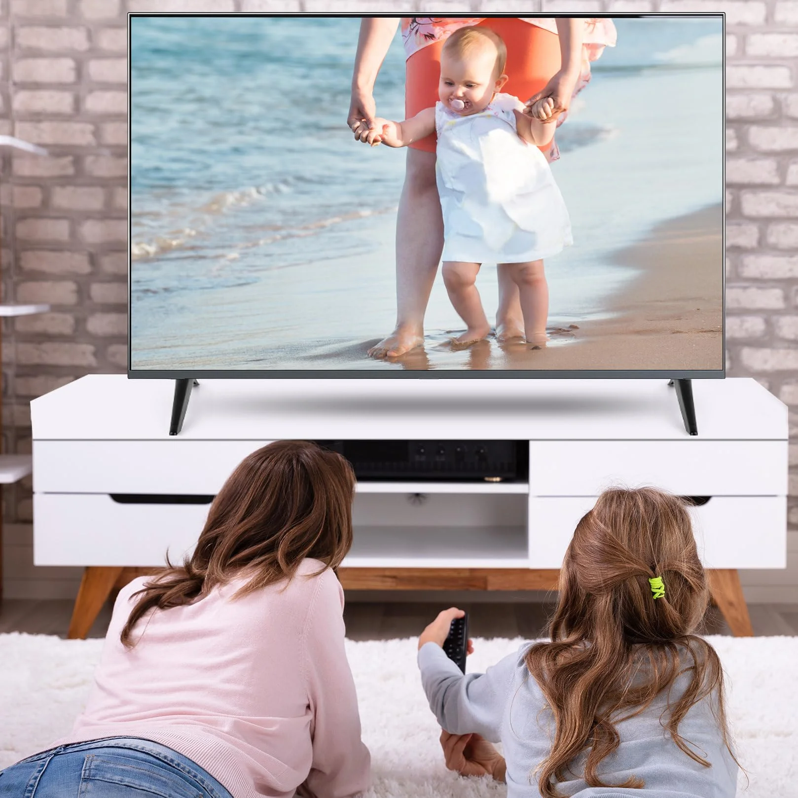 2 sztuki stojaków pod telewizor, nóżki do telewizorów o przekątnej ekranu 28-65", płaskie, zakrzywione, nóżki do telewizorów z zestawem śrub (czarny)