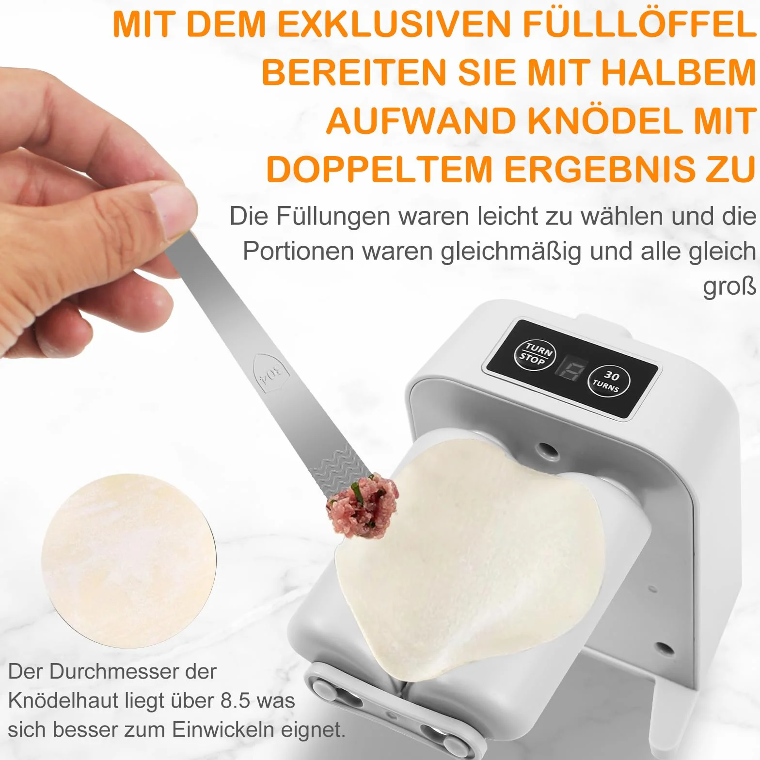 Automatyczna maszyna do pierogów, elektryczna maszynka do pierogów z łyżeczką i szczotką, ładowanie przez USB, 2 tryby pracy, do domu, kuchni, restauracji