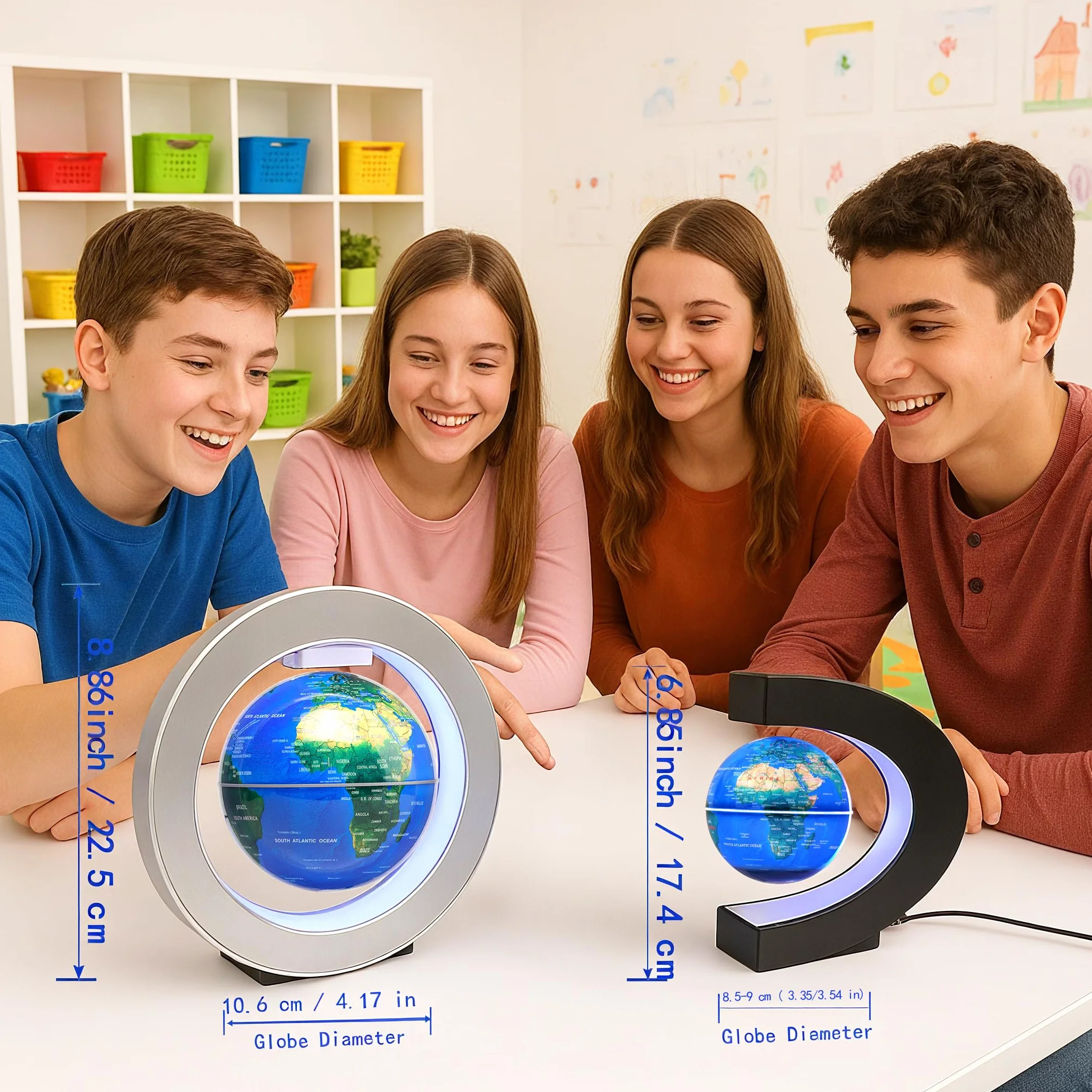 Magnetycznie unoszony globus 10 cm z konstelacjami, geograficznymi światłami LED, obracający się dla dzieci, fajny biurowy prezent dla mężczyzn, unikalne pomysły na prezenty czy gadżety techniczne na