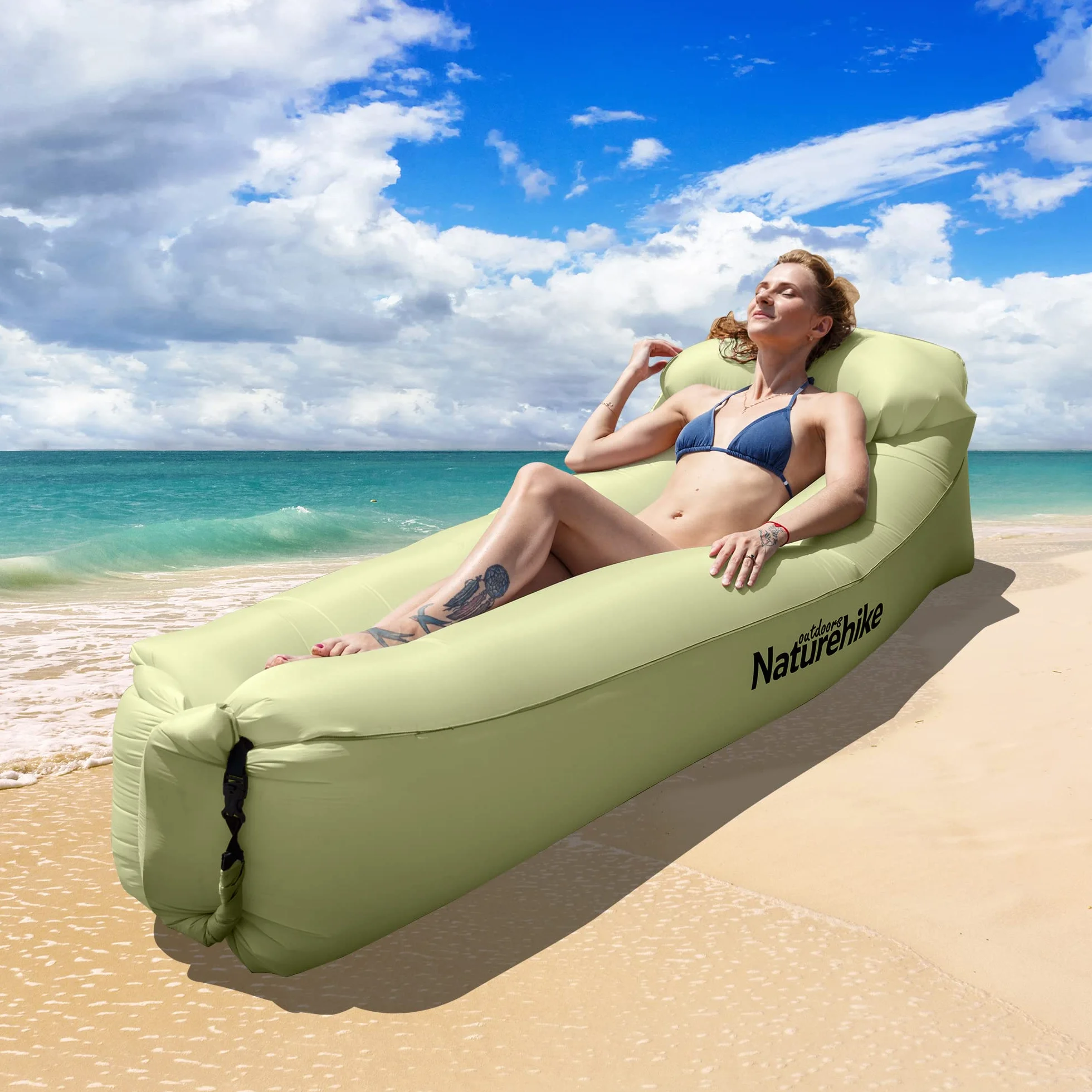 Naturehike Nadmuchiwany fotel sofa łóżko kempingowe wodoodporna z plecakiem (zielony)