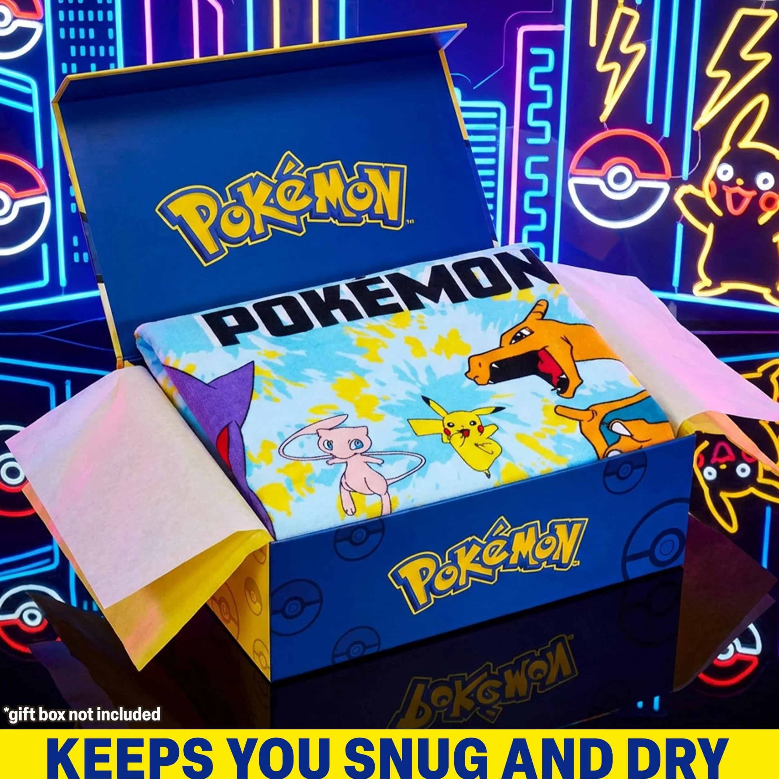 Pokemon Ręcznik plażowy z kapturem dla dzieci bawełniane ponczo niebieski 6-14 lat