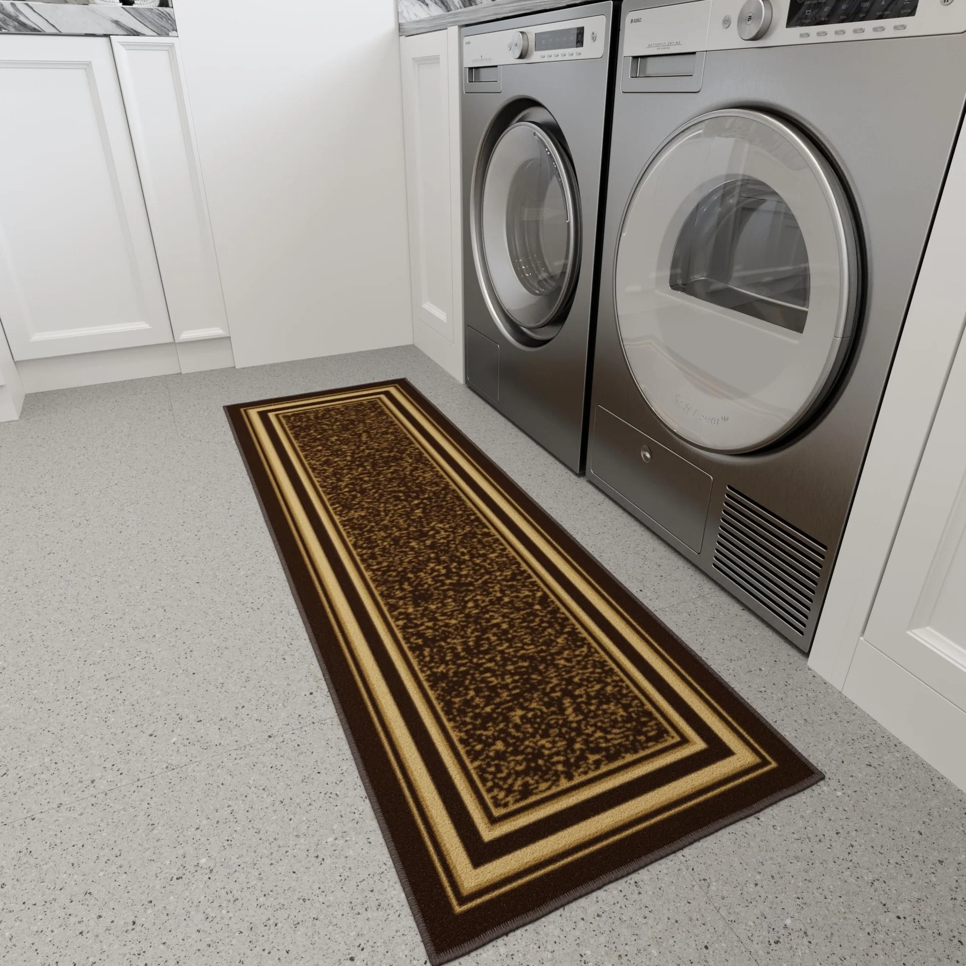 Ottomanson Ottohome Collection współczesny dywan z gumowym spodem, 50 x 150 cm, brązowy