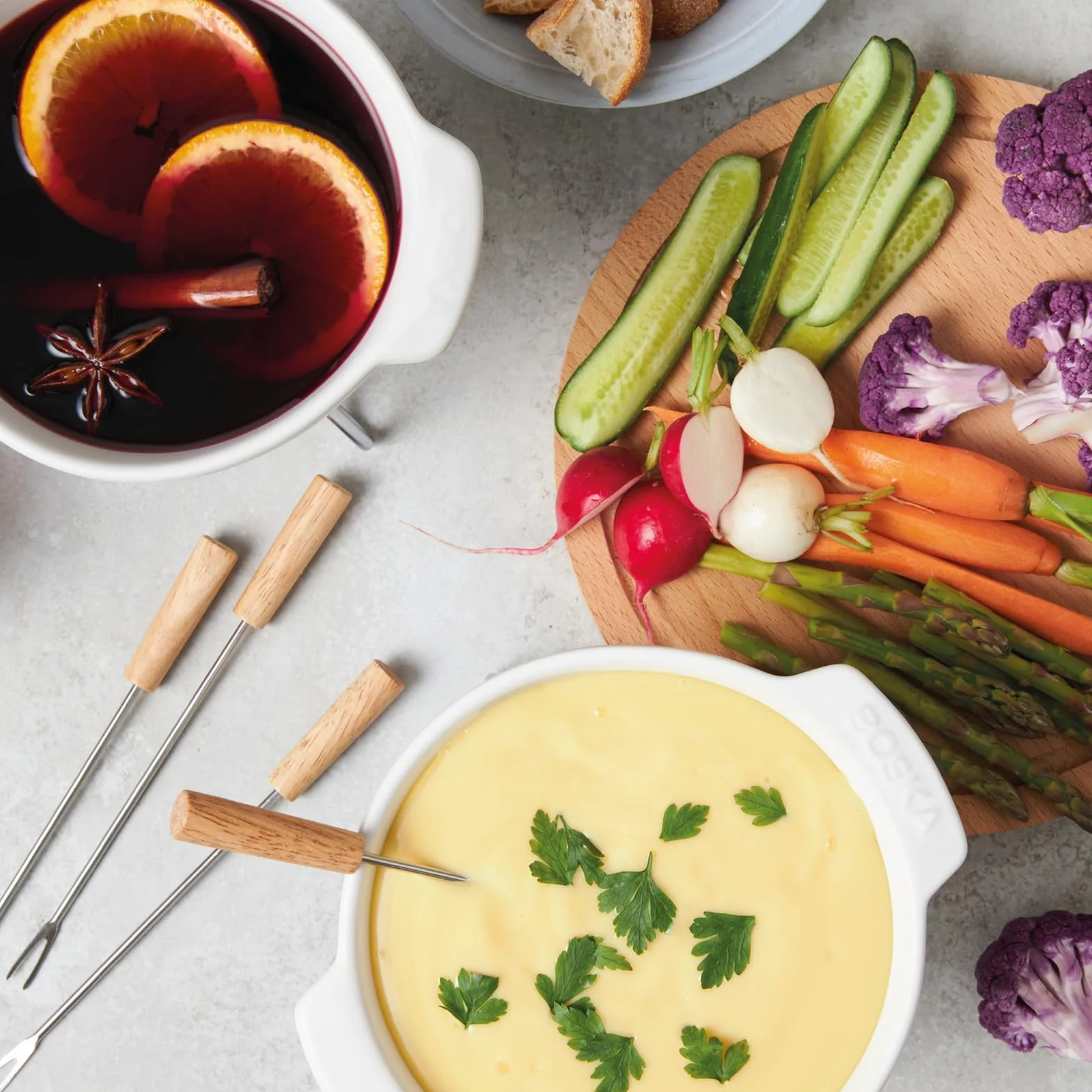 Boska Party Zestaw do fondue Ceramika Biały 750 ml