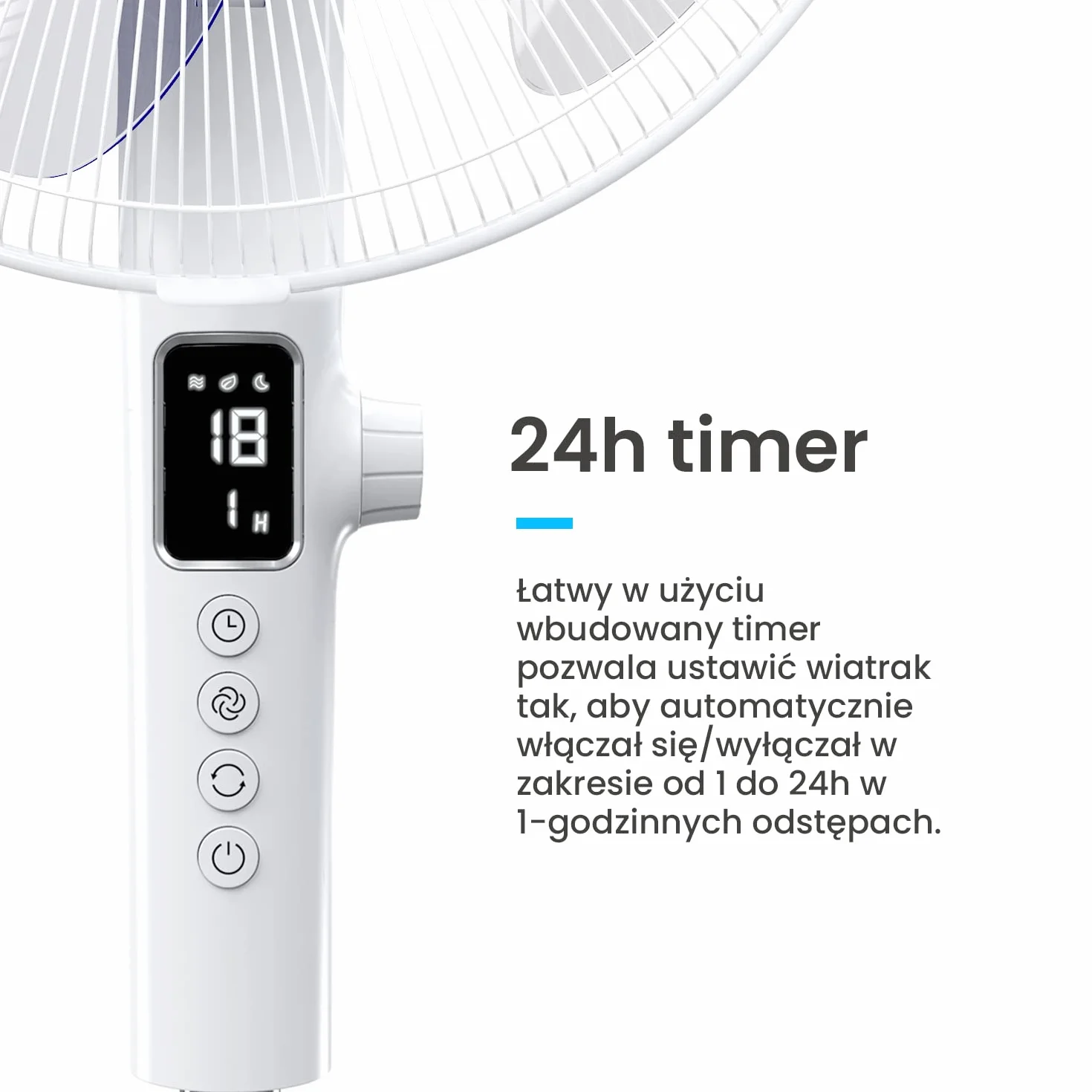 Pro Breeze Wiatrak Stojący Oscylujący 28W, Duży Pionowy Cichy Wentylator Podłogowy z Silnikiem DC, 40cm, 26 Prędkości, Biały
