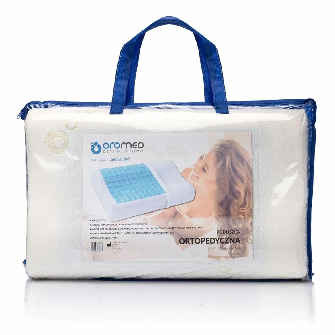 Poduszka Ortopedyczna Żelowa ORO-RELAX GEL XL Termoaktywna Ergonomiczna Pianka z Pamięcią 60x40