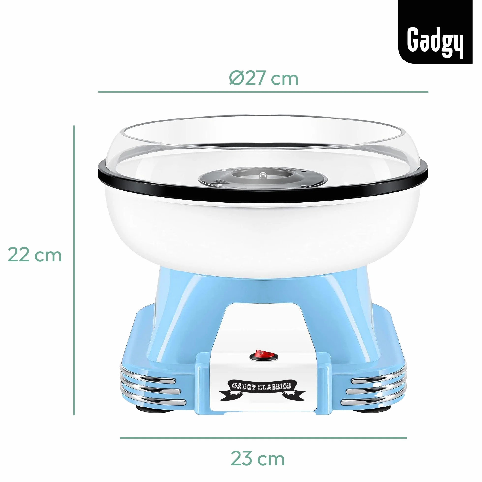 Maszyna do waty cukrowej Gadgy - Retro maszyna do waty cukrowej - Maszyna do waty cukrowej z patyczkami i łyżeczką do odmierzania - Wysokość 22 cm Czerwony