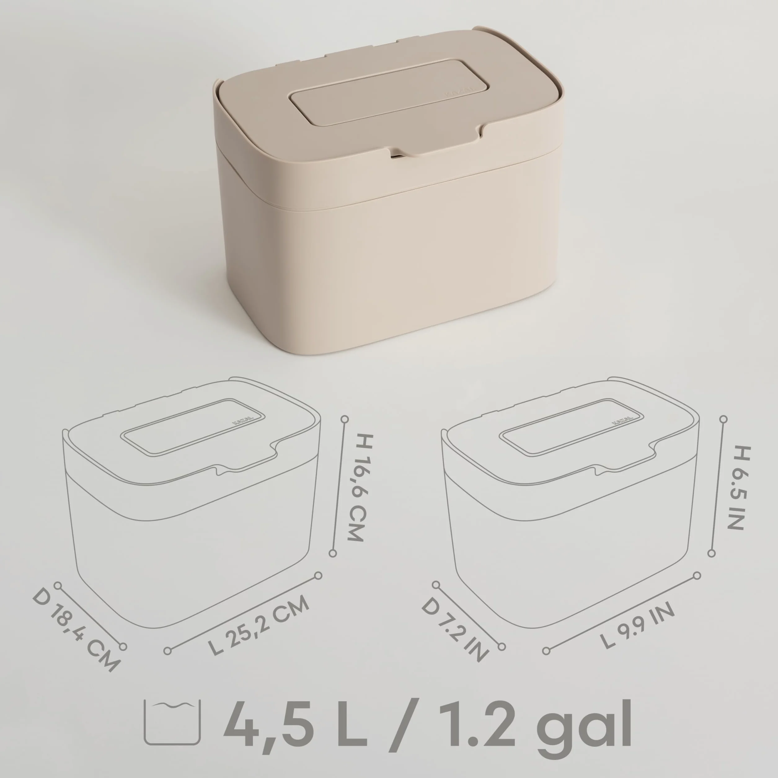 KAZAI. Bio-kosz na śmieci 'Elin' | 4,5L kompostownik z pokrywką i filtrem węglowym | Bezwonny, zmywarkowy, z wewnętrznym pojemnikiem | Pojemnik na bioodpady do kuchni | Taupe
