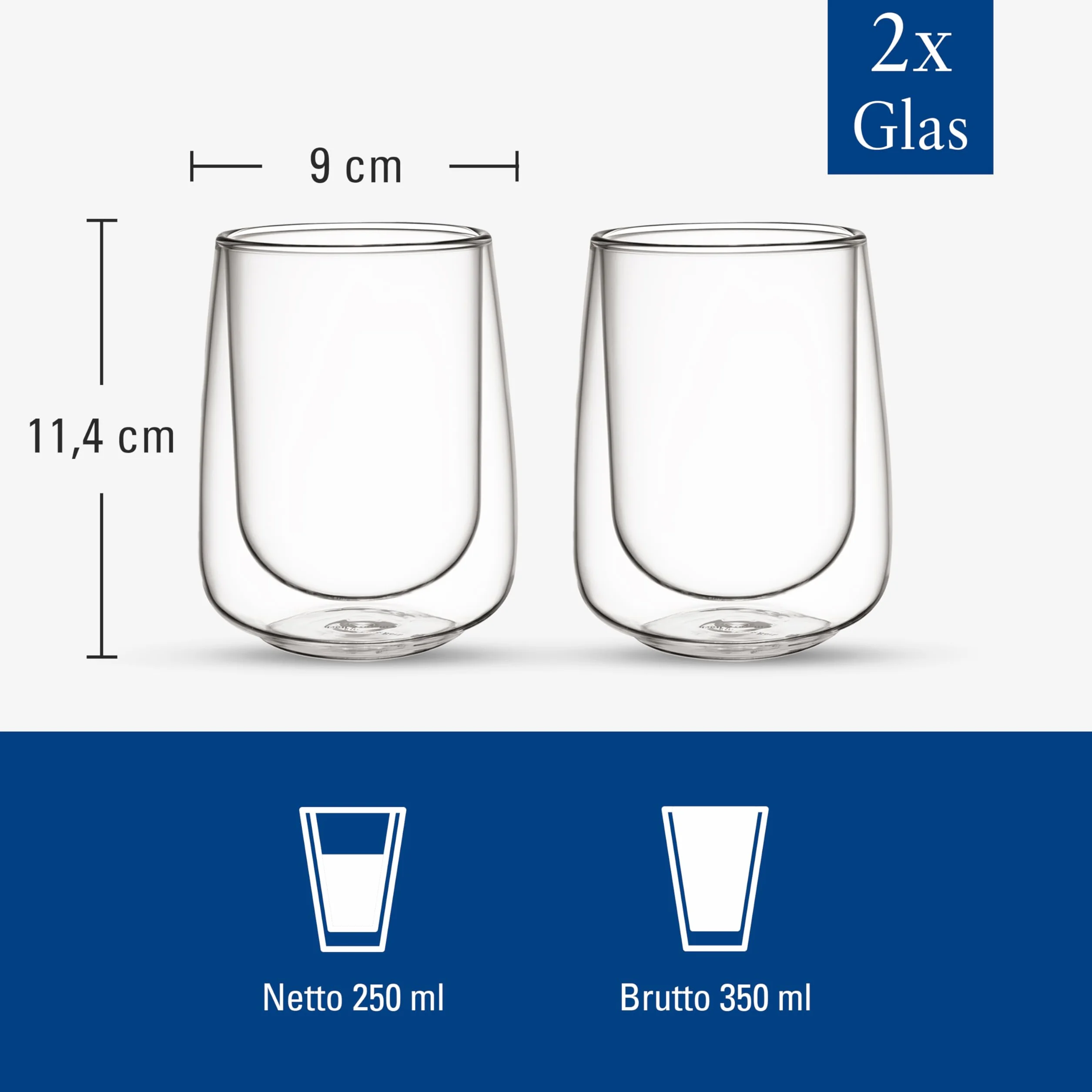 Villeroy & Boch Artesano Hot&Cold Beverages szklanka do latte macchiato 250 ml zestaw 2 sztuk podwójne ścianki zmywarka mikrofalówka