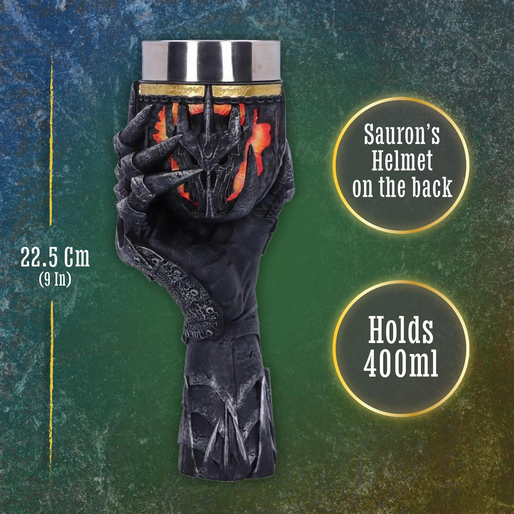 Nemesis Now Oficjalnie licencjonowany kielich Sauron Władca Pierścieni szary 22,5 cm 400 ml