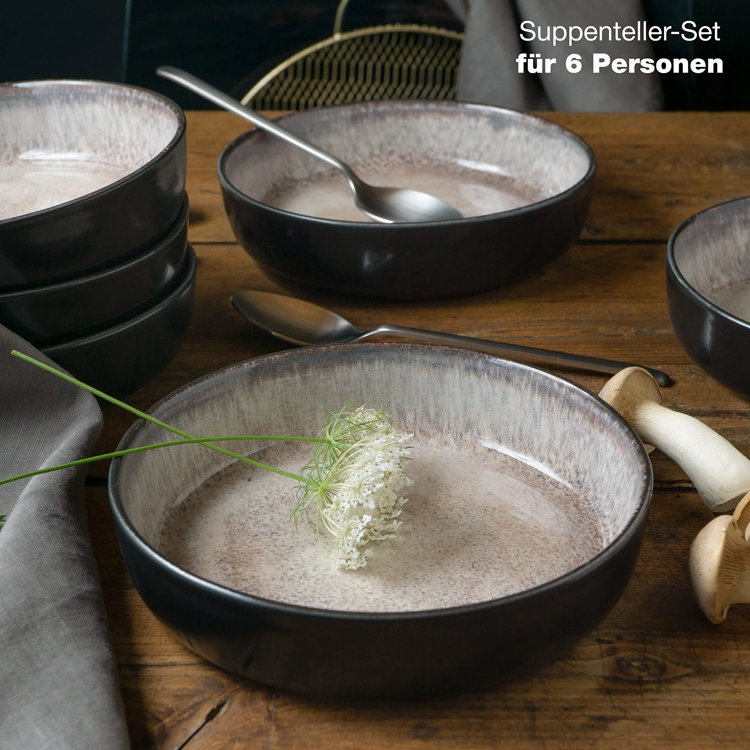 Moritz & Moritz Vida 6-częściowy zestaw misek do zupy porcelana beżowy