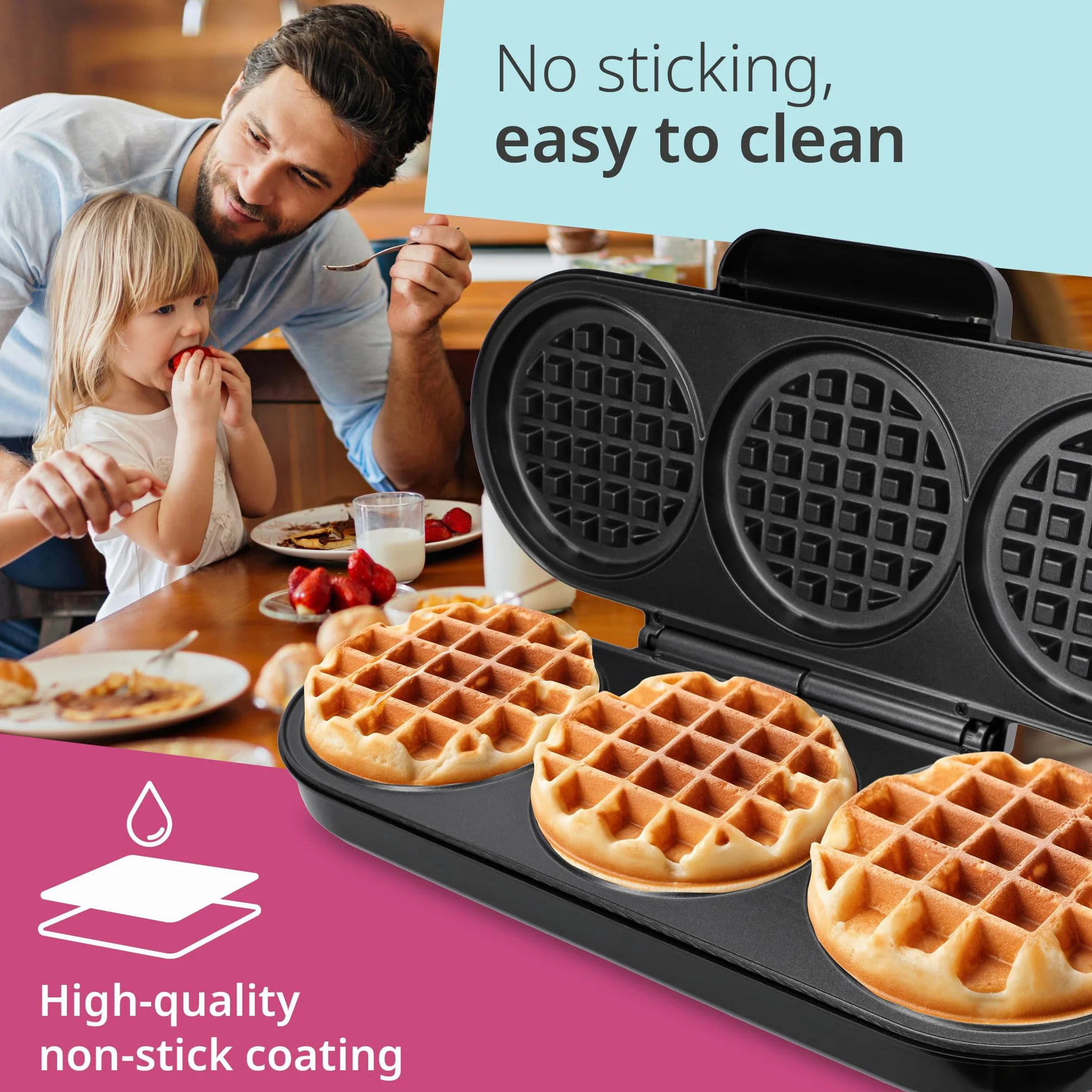 ADE Gofrownica XXL belgijskie gofry 1200 W powłoka nieprzywierająca