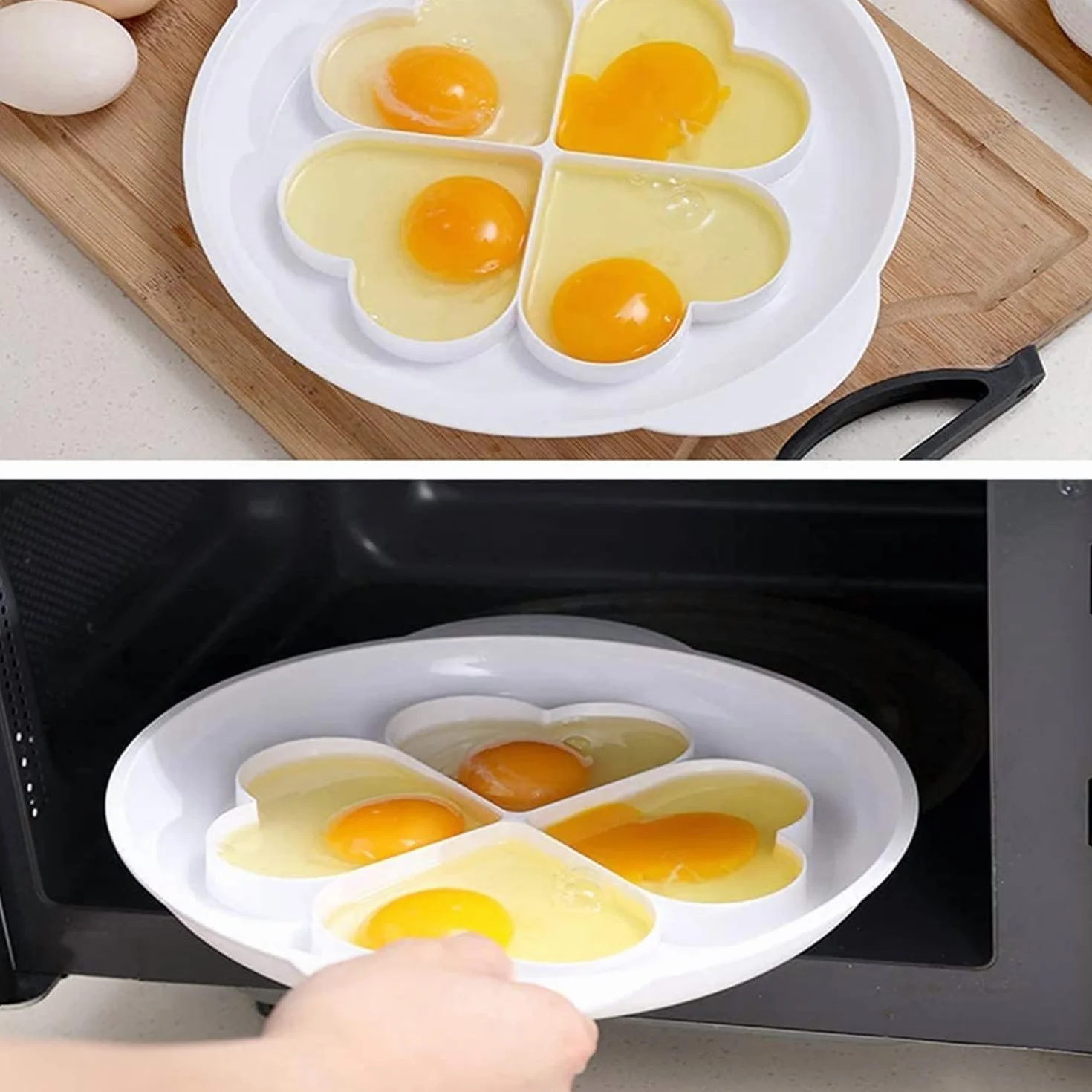 LATRAT Kuchenka mikrofalowa do jajek, omlet, jajko sadzone, na 4 jajka, biały