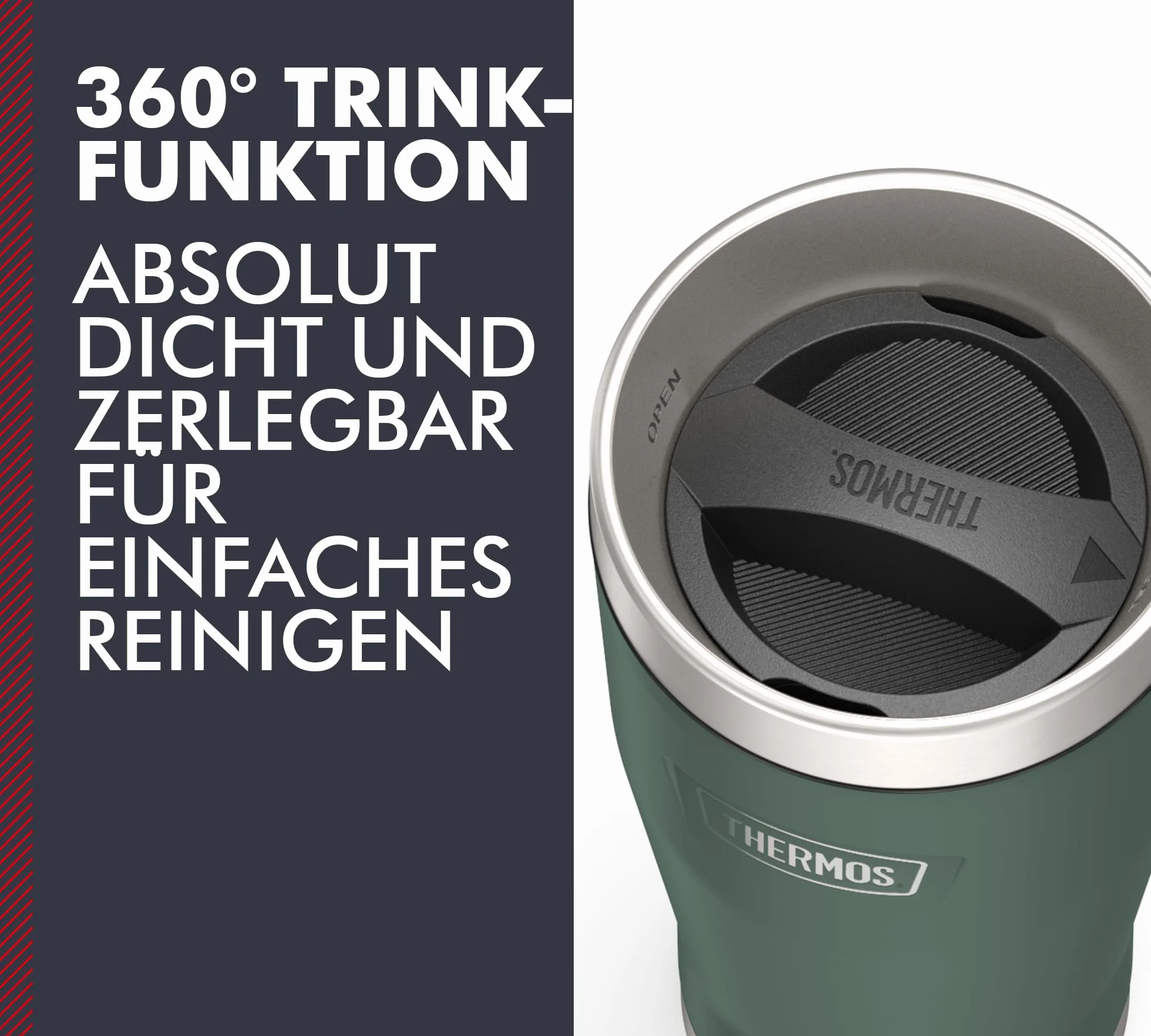Thermos ICON MUG kubek termiczny 0,47 l, zielony/leśny mat, kubek termiczny 470 ml, kubek do kawy na wynos ze stali nierdzewnej, kubek izolacyjny, 7 h gorący/zimno 22 h, nadaje się do mycia w