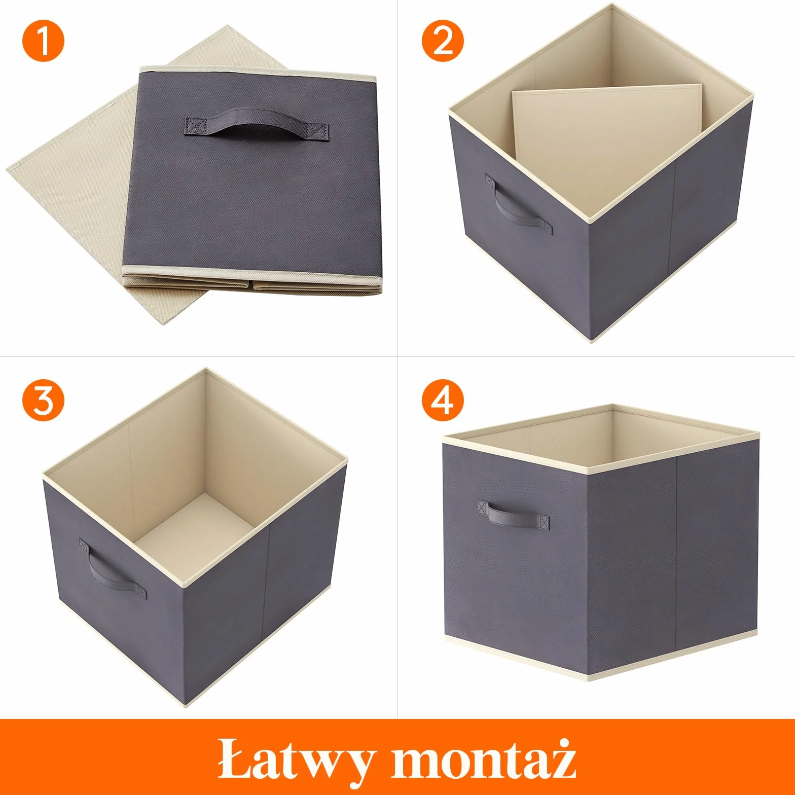 Lifewit 8 Pack składanych pudełek do przechowywania kostek, średniej wielkości dekoracyjne kosze do przechowywania, otwarte kostki do przechowywania z uchwytami, 33 x 38 x 33 cm, Szary