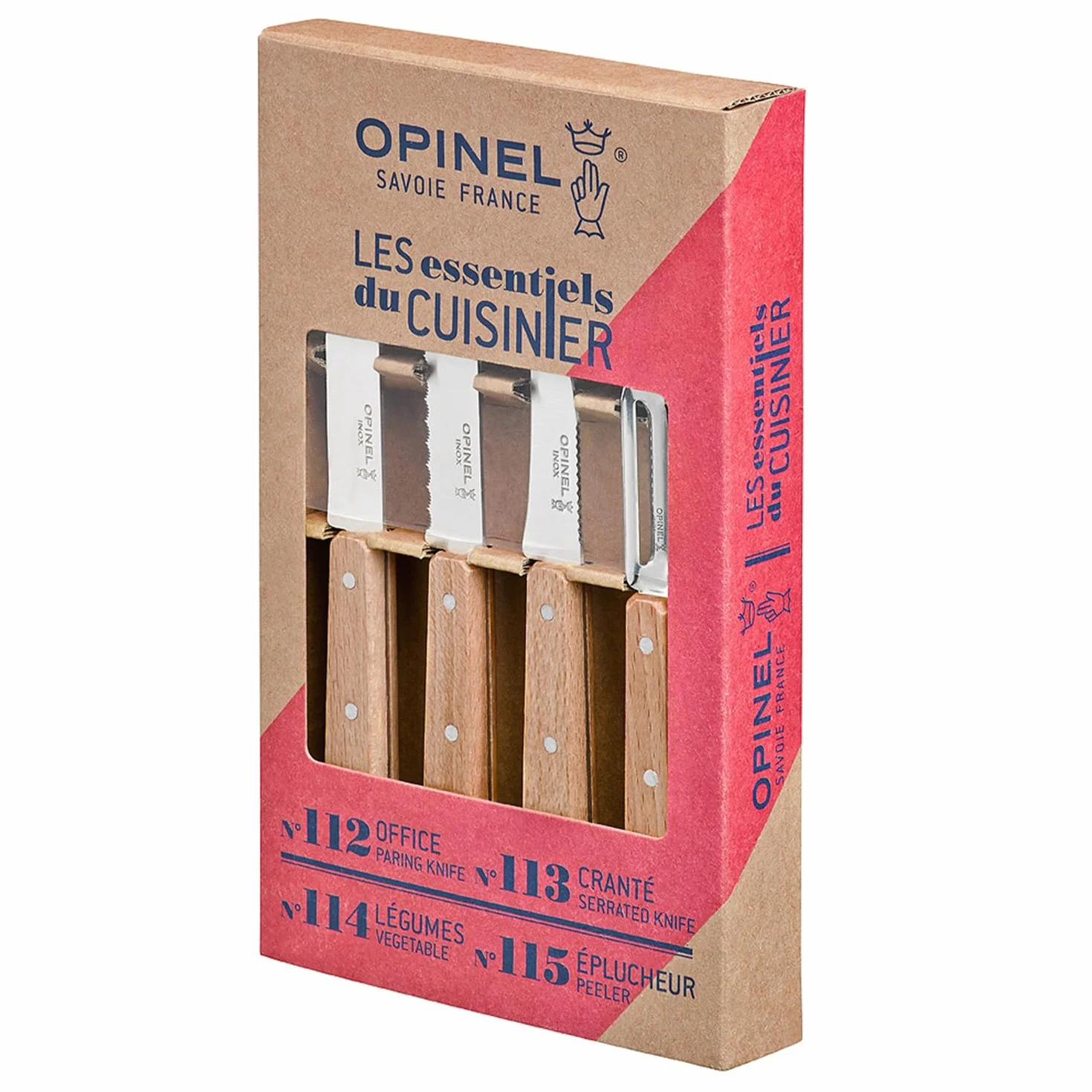 Opinel Zestaw noży kuchennych z drewna bukowego brązowy