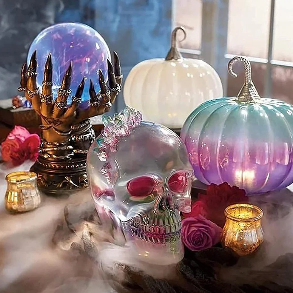 Kryształowa Kula Halloween Dekoracja Magiczna Kula Światła LED