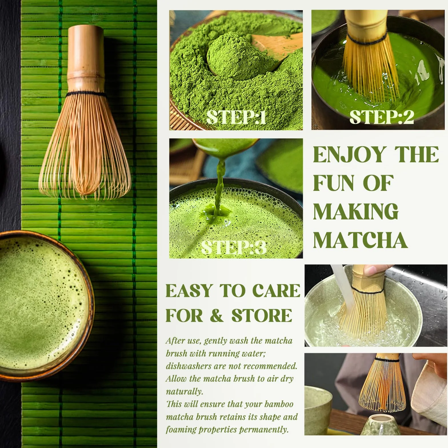 Matcha Miotła, Bambusowa Trzepaczka Matcha, Trzepaczka Matcha Tea 100 Zębów do spieniania Gruba Matcha