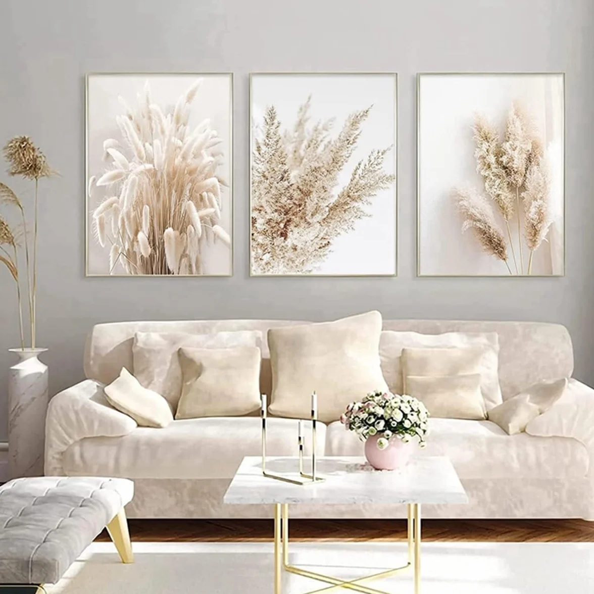 ZFTCN Zestaw 3 plakatów Boho abstrakcyjny rysunek kobiety liście botaniczne wydruki bez ramki 50 x 70 cm