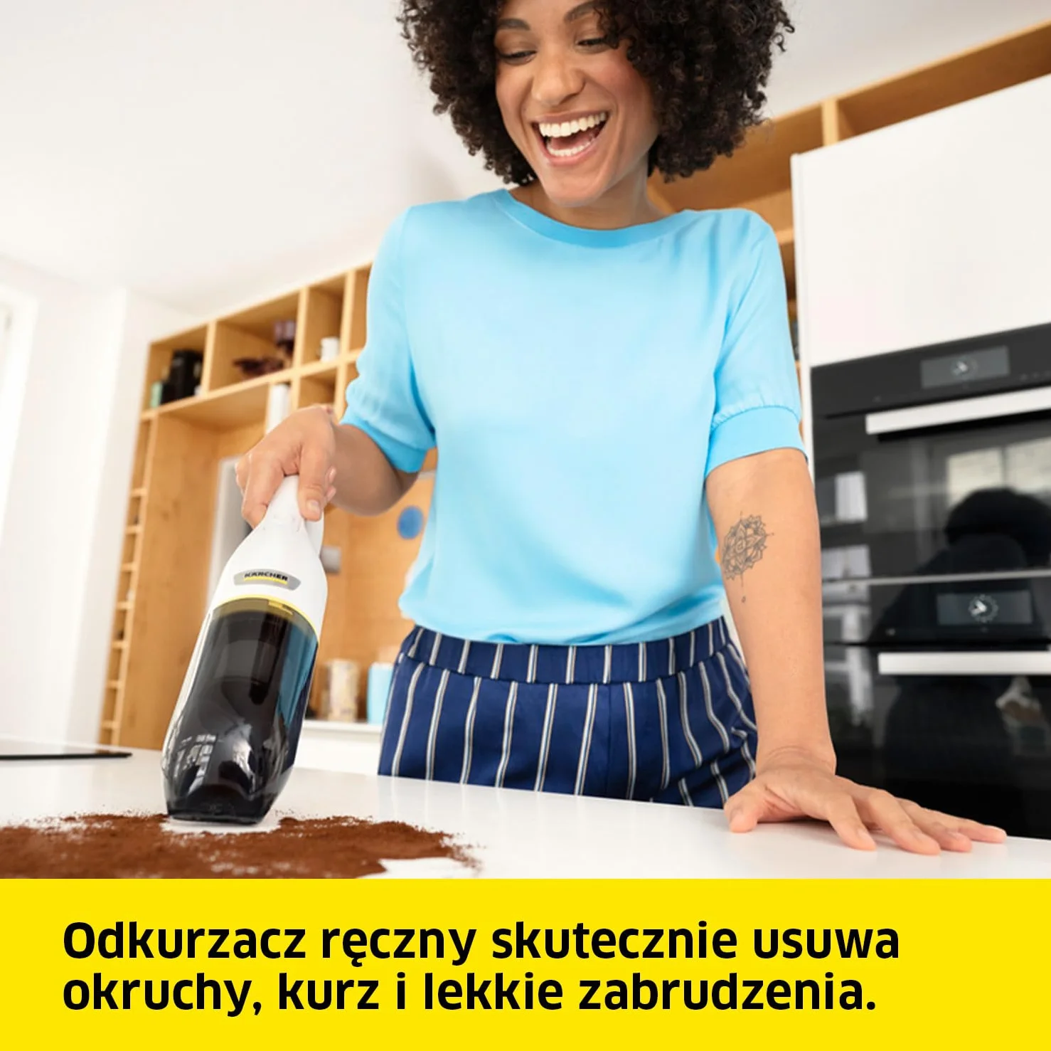 Kärcher Akumulatorowy odkurzacz ręczny CVH 2, kompaktowy i lekki odkurzacz do okruchów, pojemnik na kurz: 0,15 l, waga: 0,65 kg, w zestawie akumulator 7,2 V, ładowarka USB, ssawka szczelinowa 2 w 1