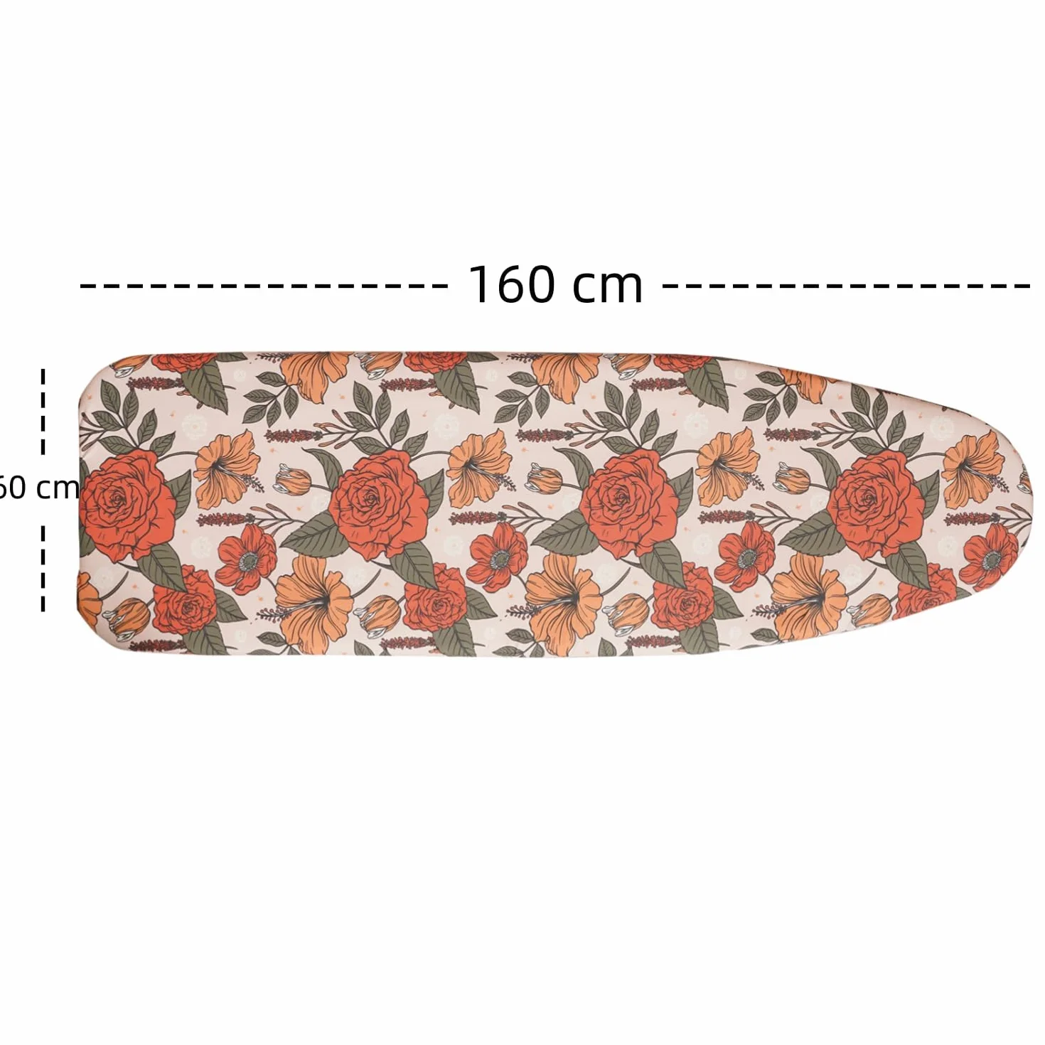 Pokrywa na deskę do prasowania 150 x 55 cm, filcowa 6 mm, ściągacz, rzepy, nadruk kwiatowy
