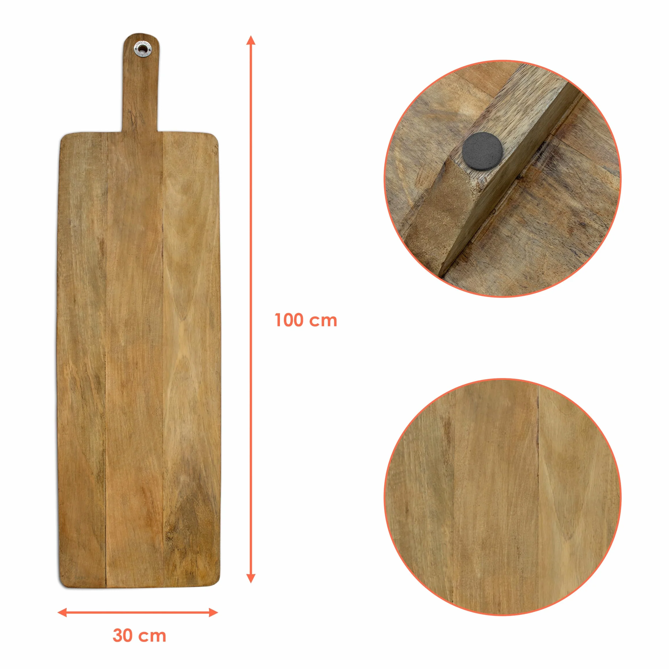 Deska do serwowania Mango XXL 100 x 30 cm drewniana taca do kiełbasy i sera