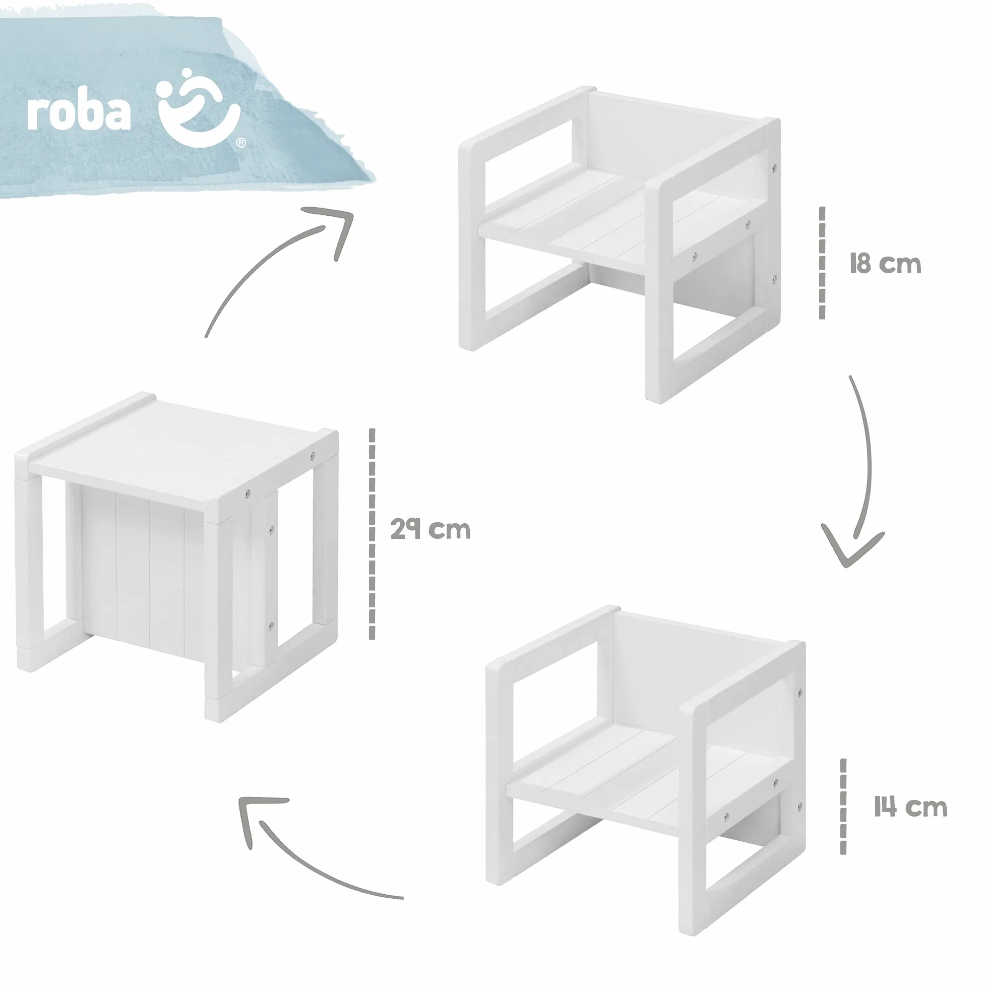 Roba Taboret Biały 30 x 30 x 30 cm